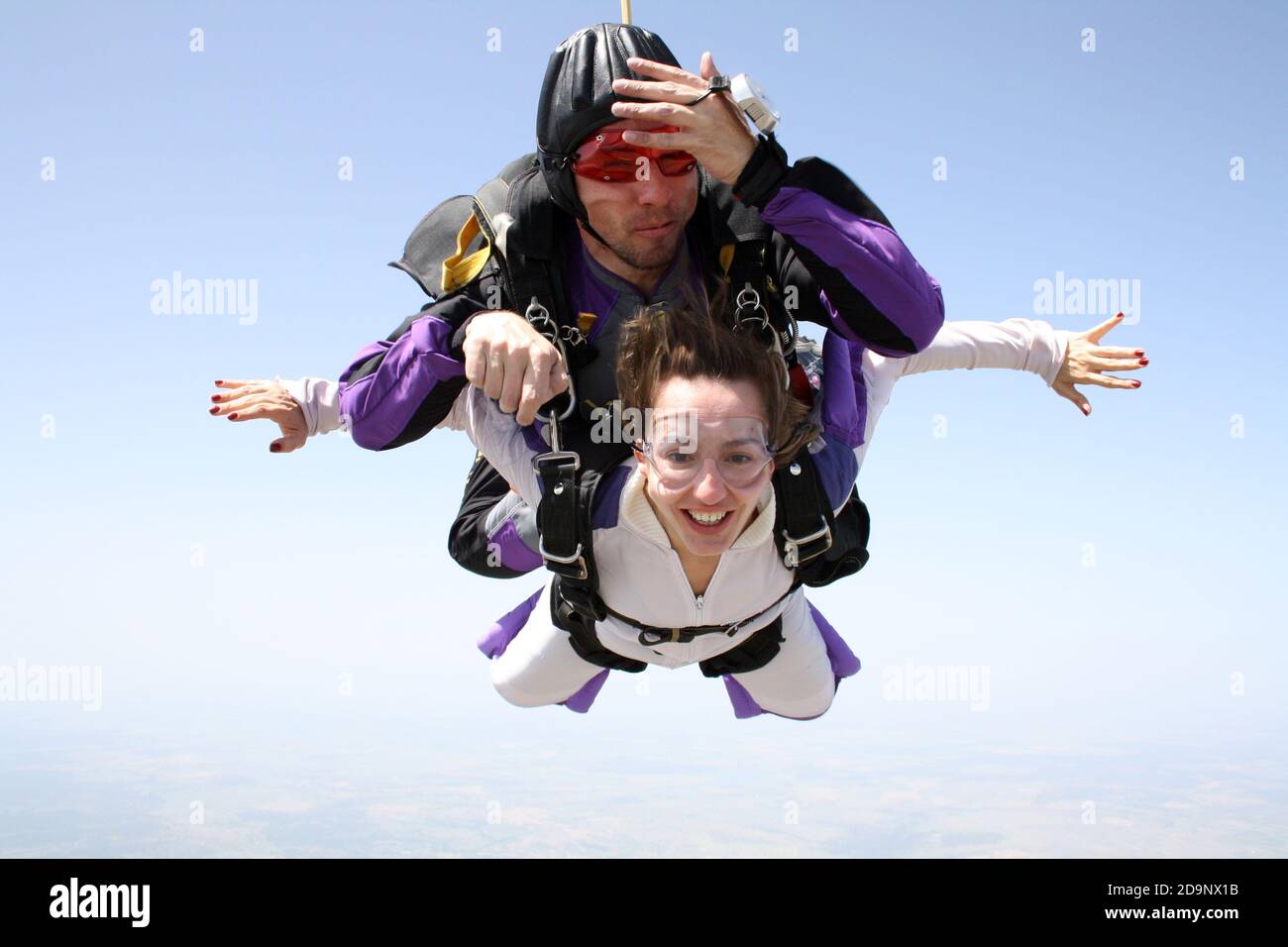 Saut en parachute en tandem sports extrêmes Banque D'Images