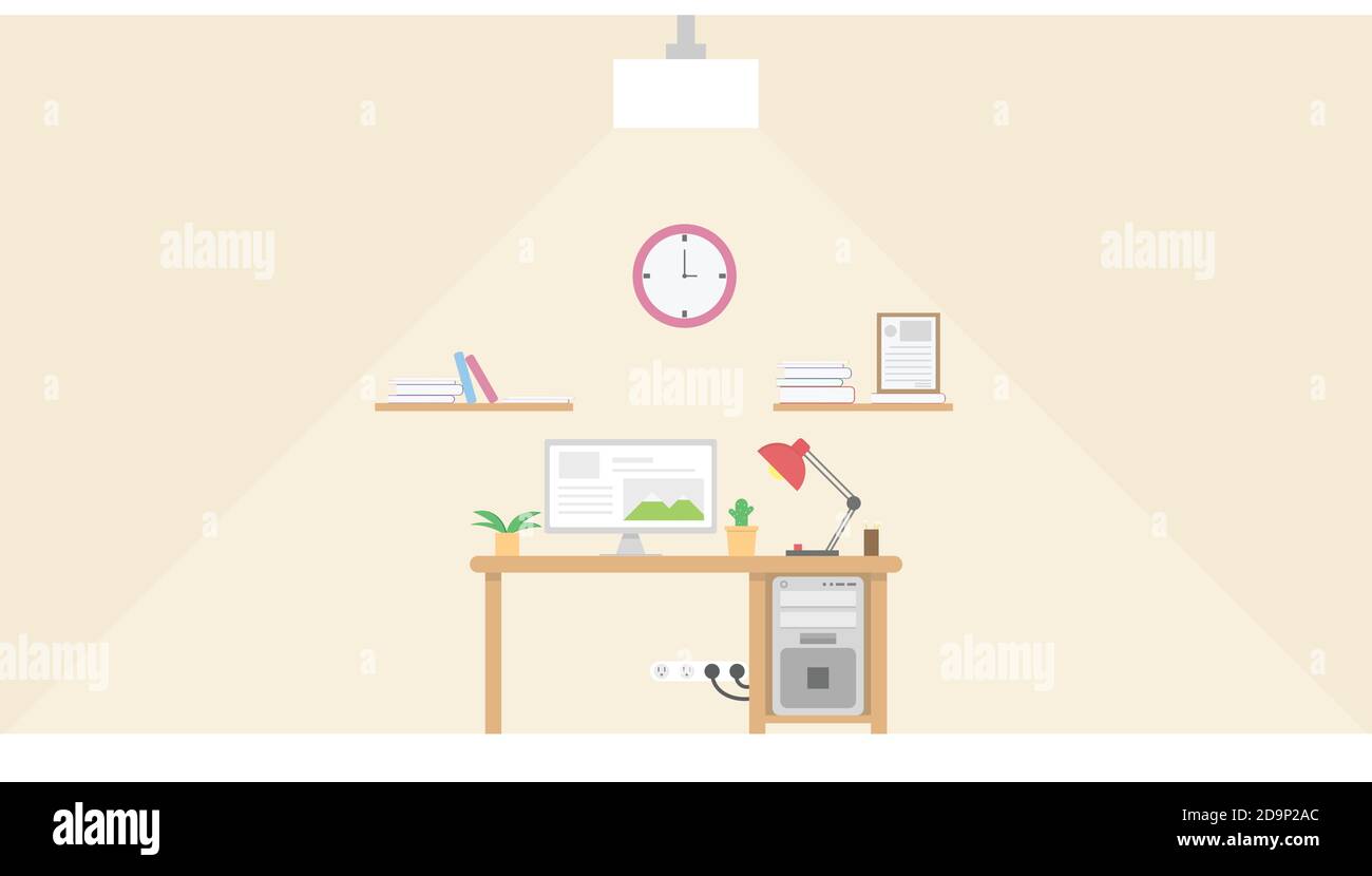 design intérieur de lieu de travail avec ordinateur et design d'accessoire.vector et illustration Illustration de Vecteur design intérieur de lieu de travail avec ordinateur et design d'accessoire.vector et illustration Illustration de Vecteur