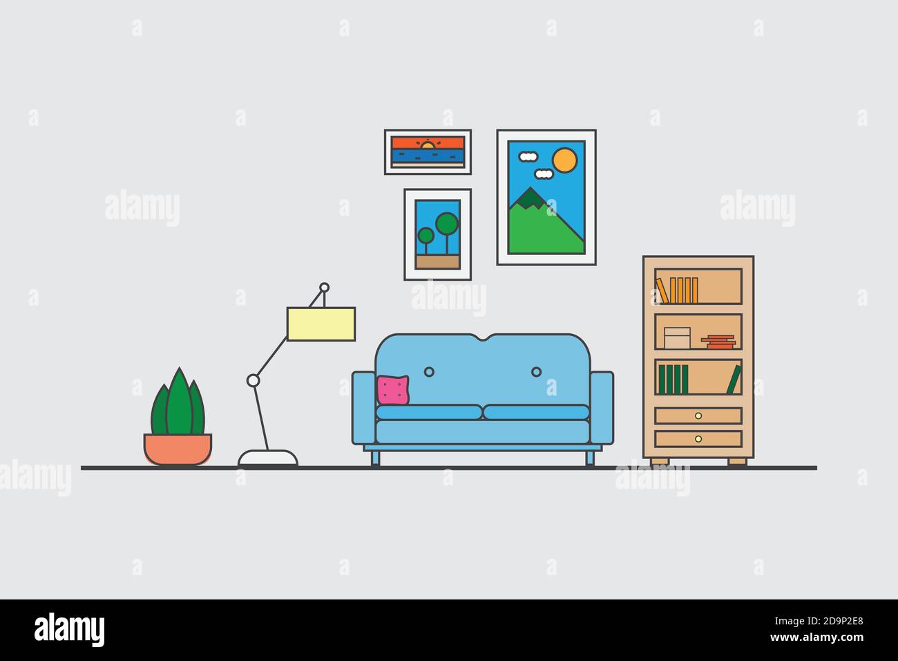 Intérieur séjour moderne, confortable et luxueux avec mobilier en maison.vecteur et illustration Illustration de Vecteur