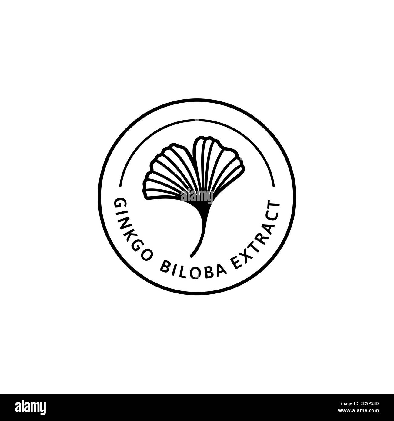 Ginkgo Biloba extrait de feuille badge et icône dans le style linéaire tendance - logo vectoriel Emblem de gingko peut être utilisé modèle pour l'emballage des cosmétiques, des médicaments, Illustration de Vecteur