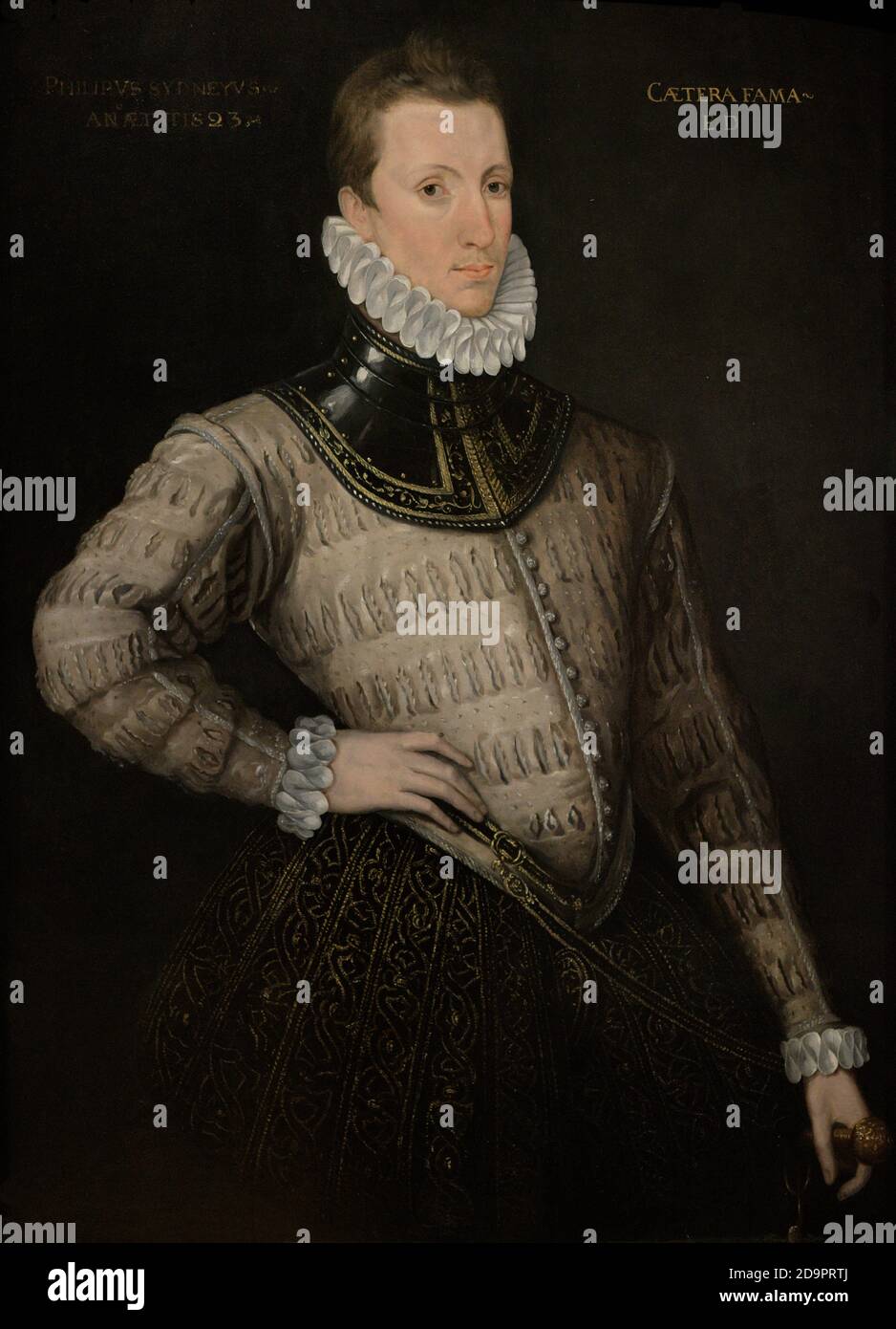 Sir Philip Sidney (1554-1586). Poète anglais, courtier et soldat. Époque élisabéthaine. Sidney a représenté sa 23e année. Portrait d'un artiste inconnu. Huile sur panneau, c. 1576. Musée national du portrait. Londres, Angleterre, Royaume-Uni. Banque D'Images