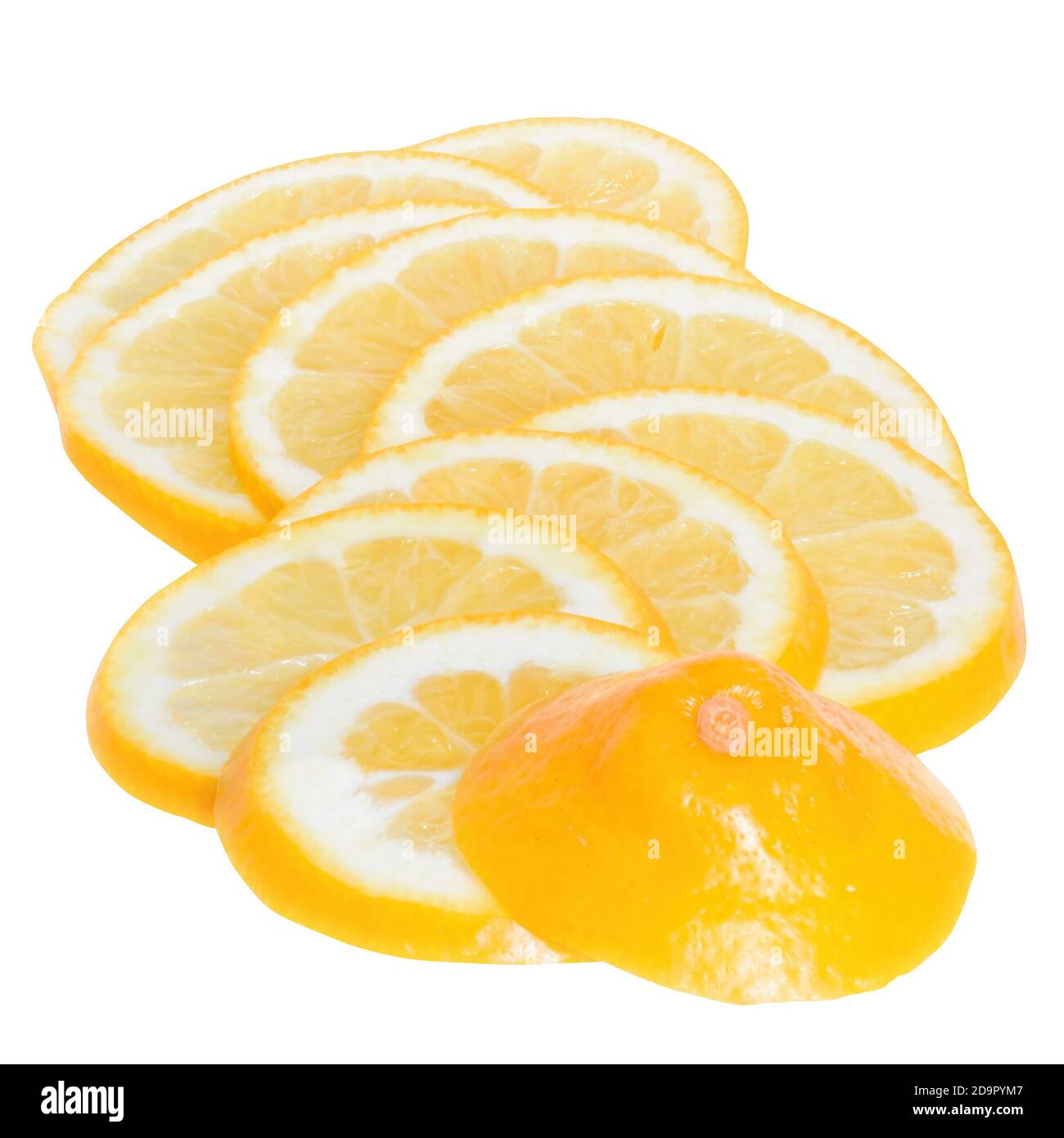 Tranche mûre de citron aigre isolée sur fond blanc Banque D'Images
