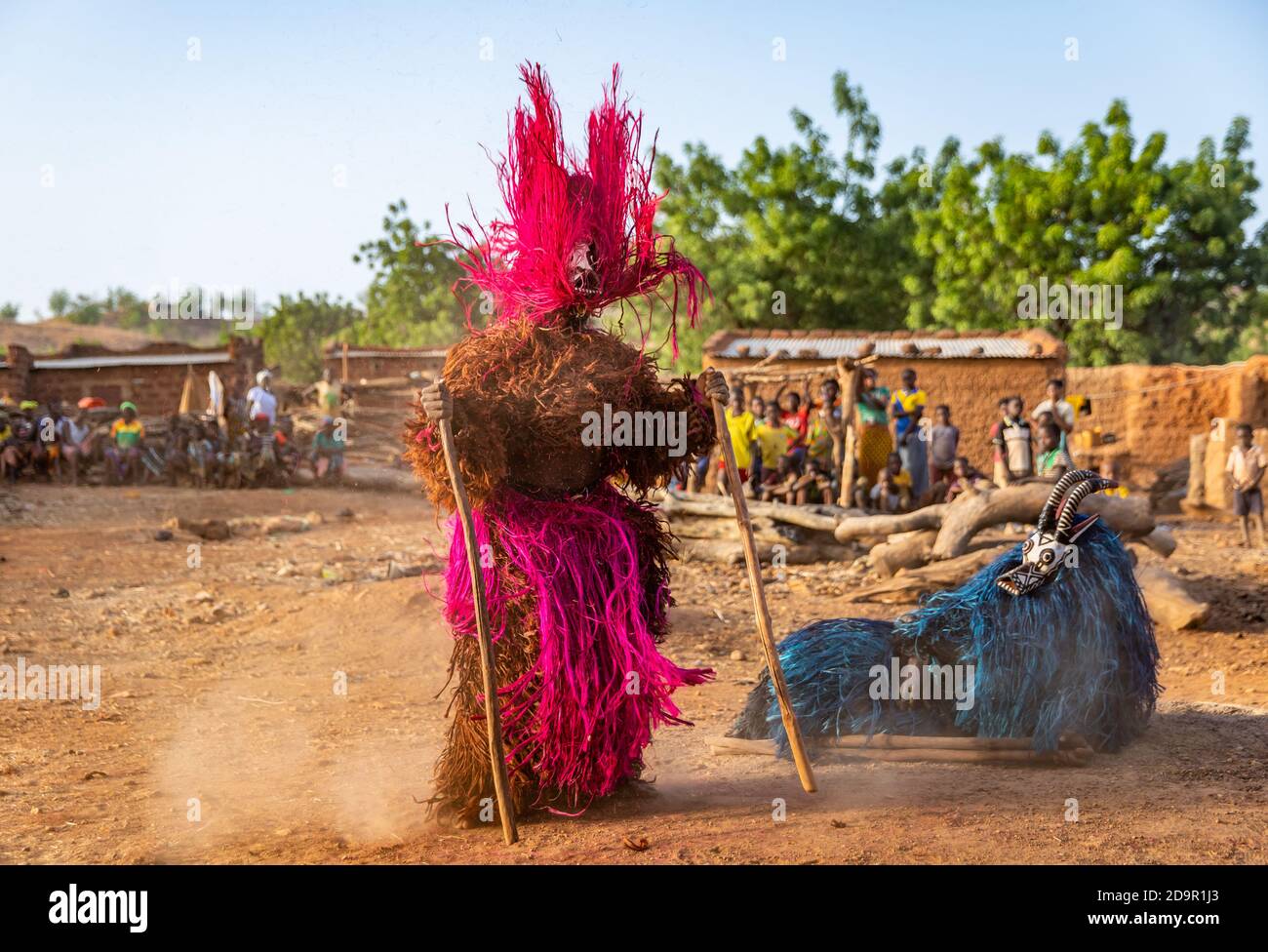 Danse avec des masques animaux du peuple Bwa, Burkina Faso Banque D'Images