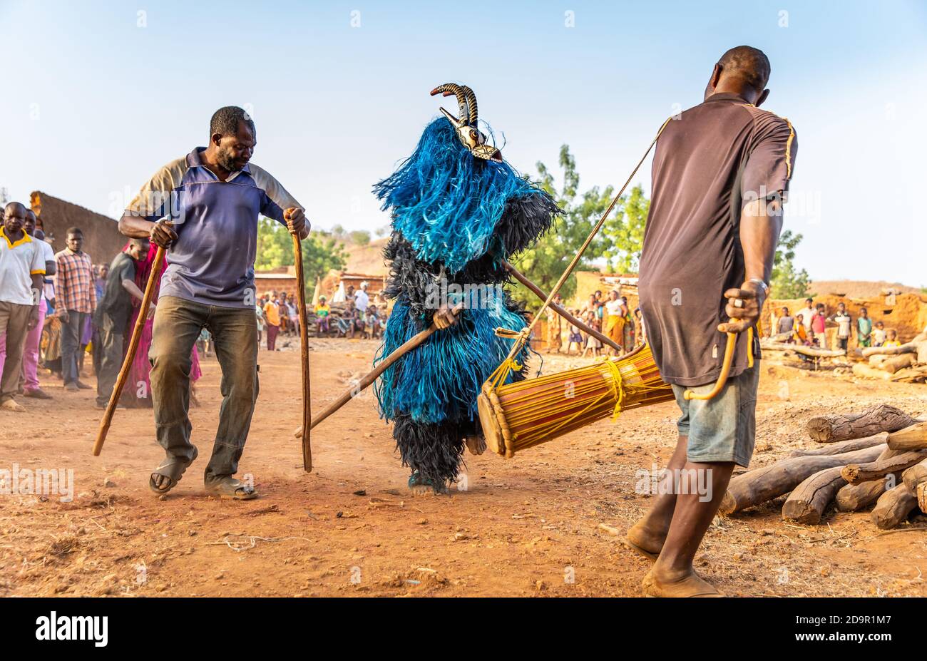 Danse avec des masques animaux du peuple Bwa, Burkina Faso Banque D'Images