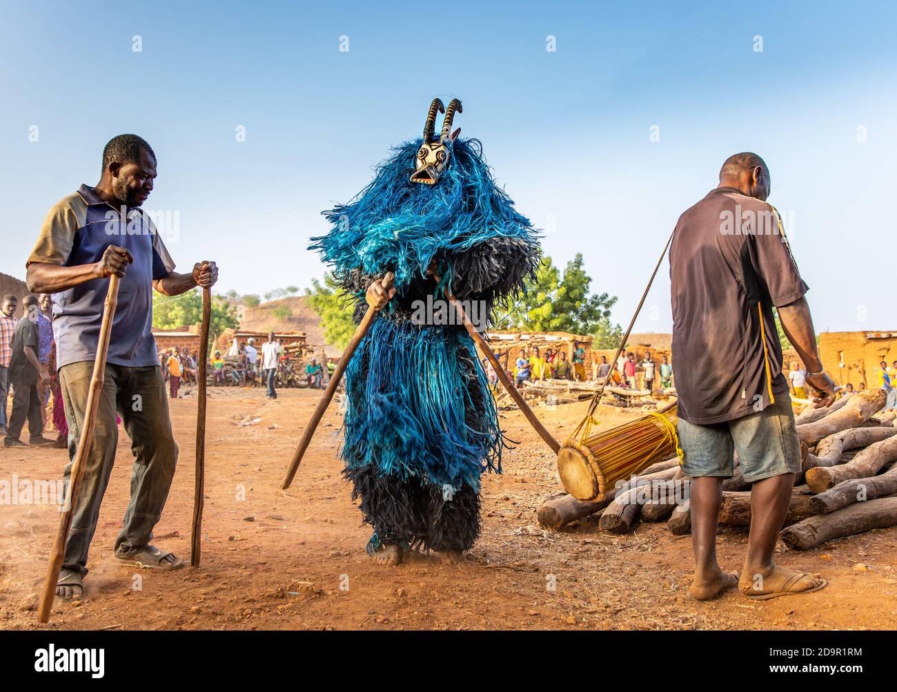 Danse avec des masques animaux du peuple Bwa, Burkina Faso Banque D'Images