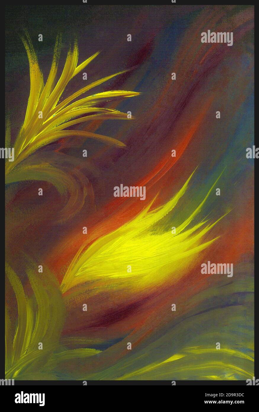 Peinture acrylique abstraite. Fleurs stylisées . Banque D'Images