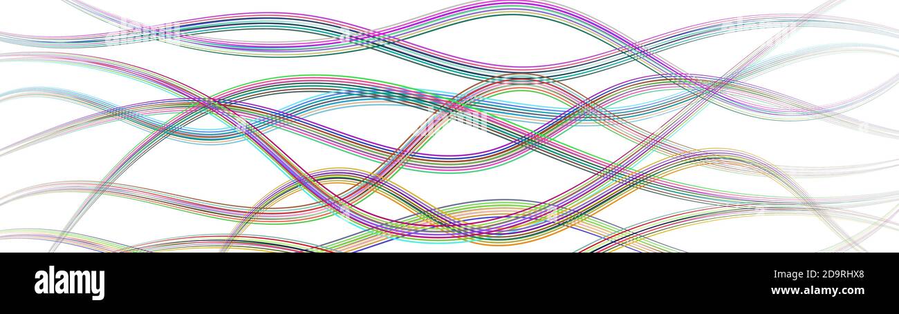 Arrière-plan abstrait de lignes colorées ondulées sur blanc Illustration de Vecteur