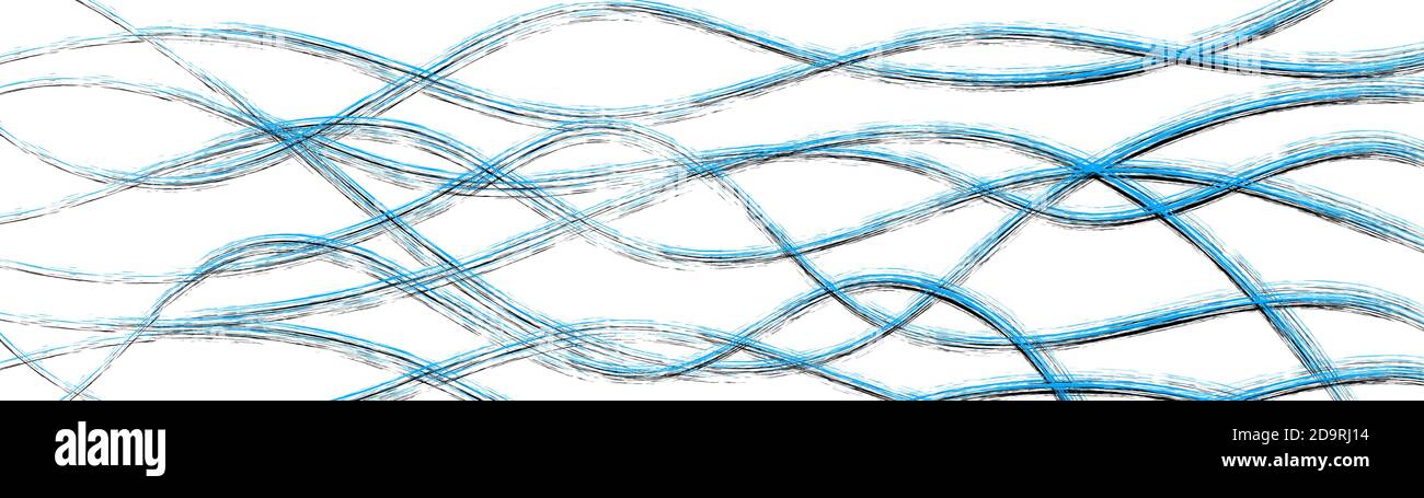 Arrière-plan abstrait de lignes ondulées entrelacés avec des ombres, bleu clair sur blanc Illustration de Vecteur