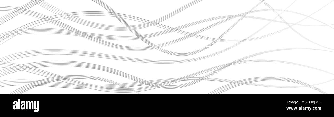 Arrière-plan abstrait de lignes entrelacés ondulées, gris sur blanc Illustration de Vecteur