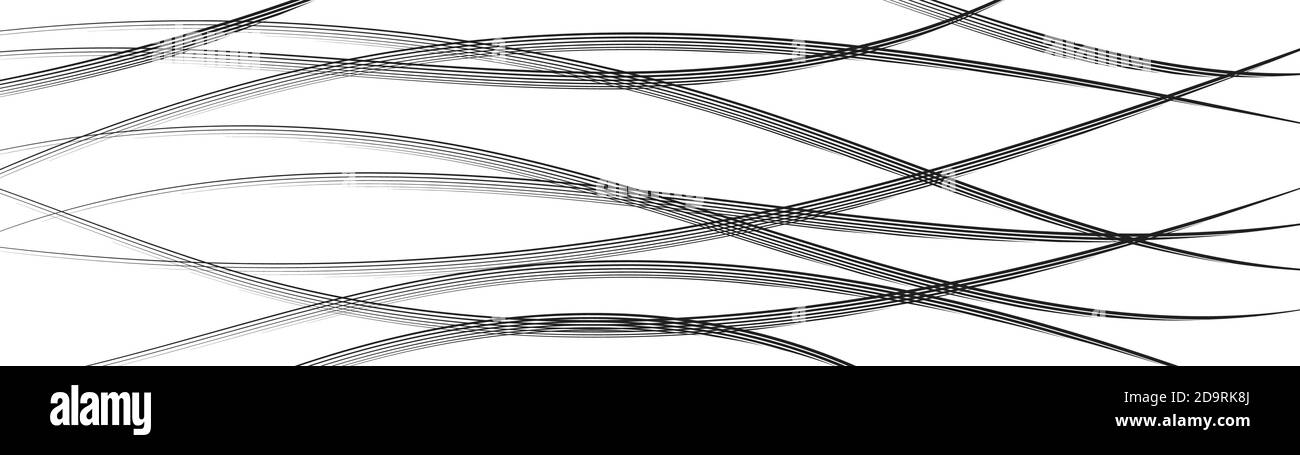 Arrière-plan abstrait de lignes entrelacés ondulées, noir sur blanc Illustration de Vecteur