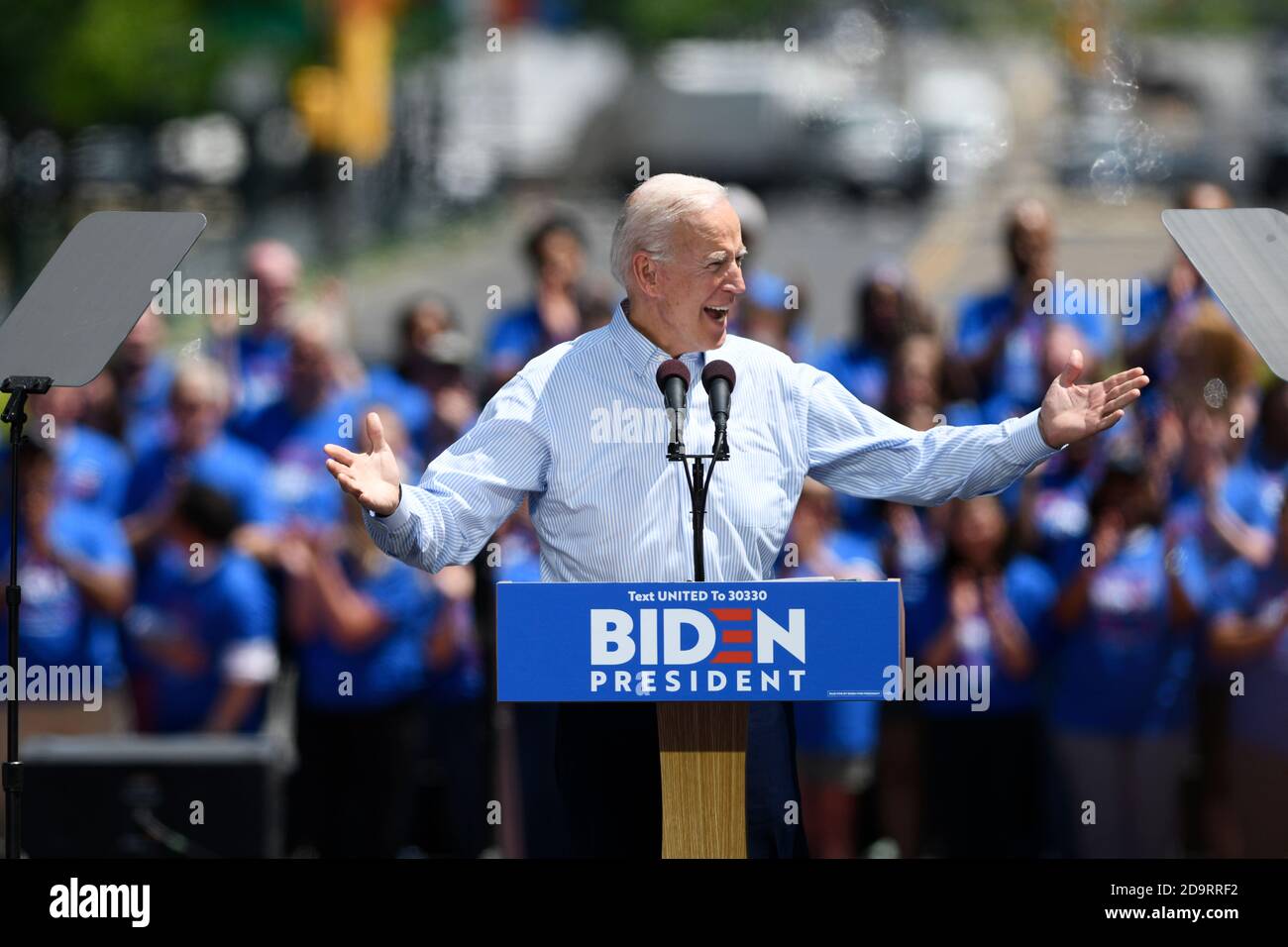 New York, États-Unis. Joe Biden devrait être le gagnant des élections de 2020. 7 novembre 2020. La photo du fichier prise le 18 mai 2019 montre l'ancien vice-président américain Joe Biden qui a pris la parole au cours d'un rallye de campagne à Philadelphie, aux États-Unis. Joe Biden devrait être le gagnant de l'élection de 2020, selon plusieurs médias américains le 7 novembre 2020. Credit: Liu Jie/Xinhua/Alay Live News Banque D'Images