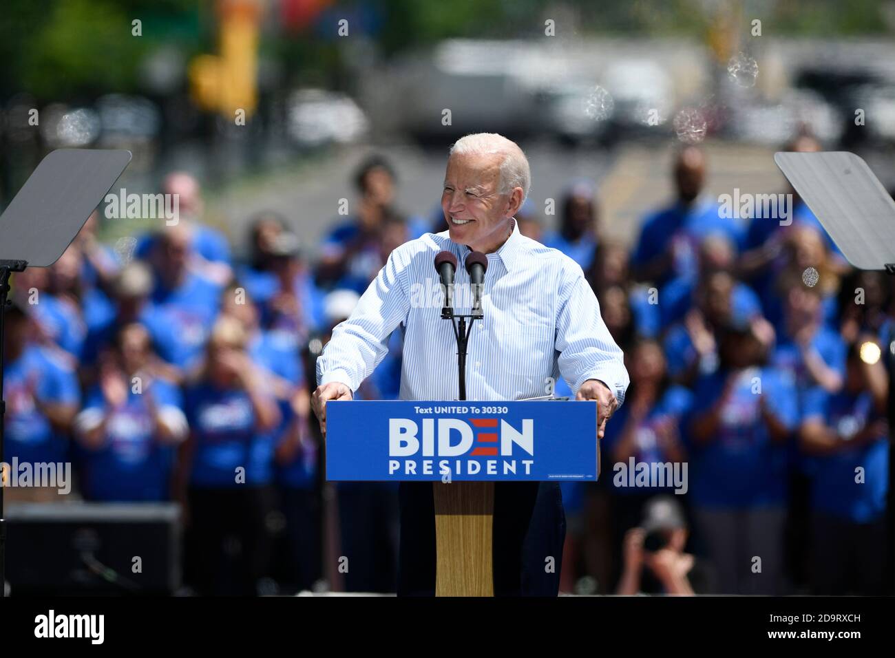 New York, États-Unis. Joe Biden devrait être le gagnant des élections de 2020. 7 novembre 2020. Photo du dossier prise le 18 mai 2019 montre l'ancien vice-président américain Joe Biden à un rassemblement de campagne à Philadelphie, aux États-Unis. Joe Biden devrait être le gagnant de l'élection de 2020, selon plusieurs médias américains le 7 novembre 2020. Credit: Liu Jie/Xinhua/Alay Live News Banque D'Images