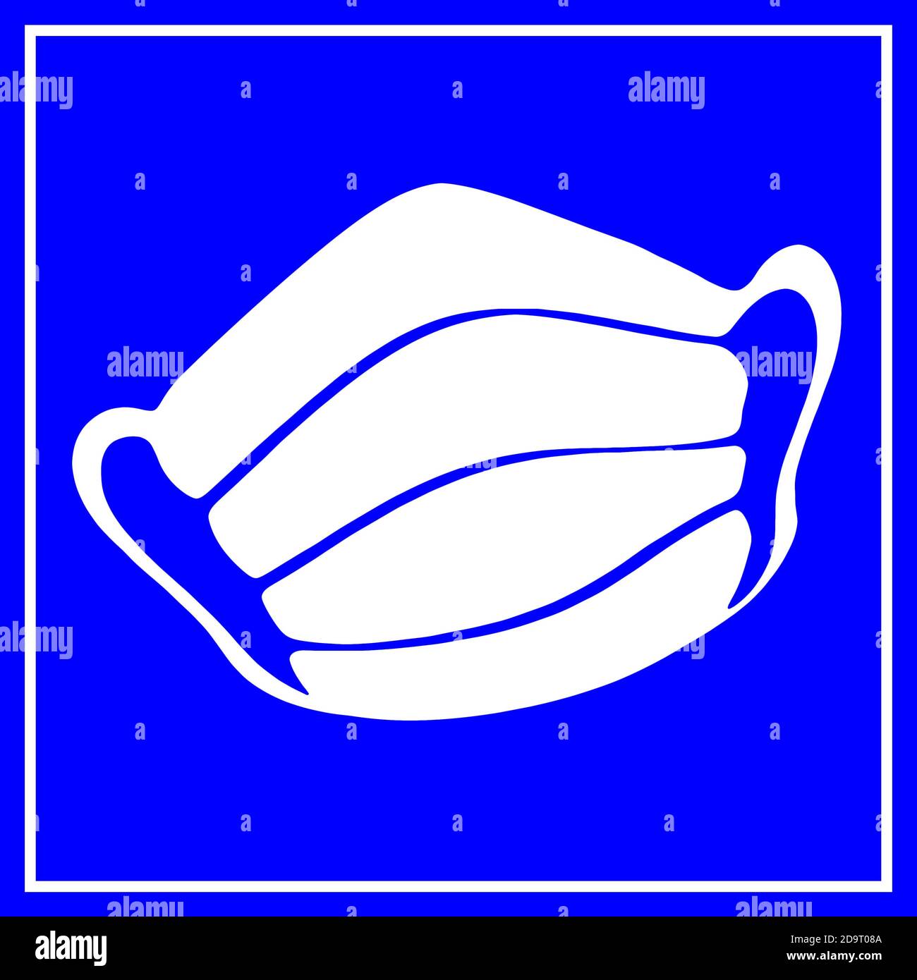 Masque blanc sur fond bleu Banque D'Images