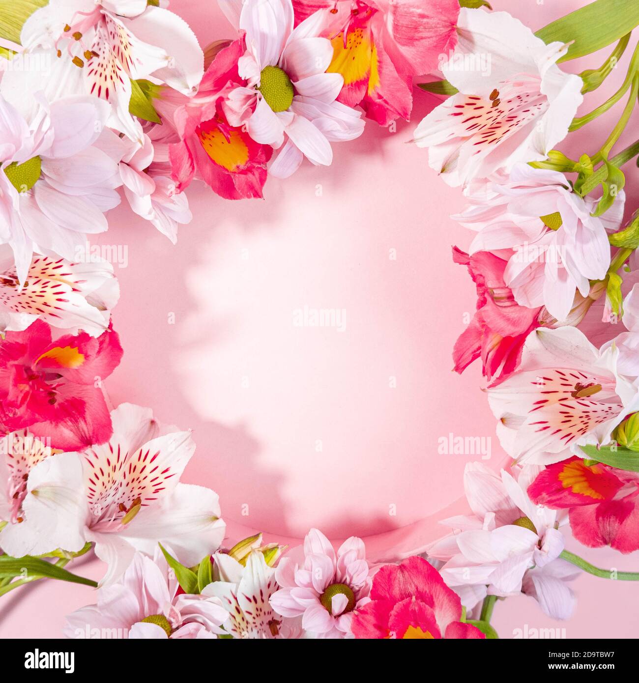 Banderole à motif floral de couleur rose pastel Banque D'Images