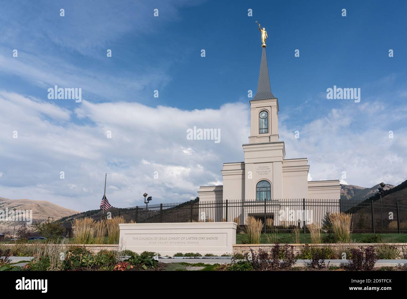 Le Temple de l'Église de Jésus-Christ des Saints des derniers jours de Star Valley Wyoming, situé à Afton, Wyoming. Banque D'Images