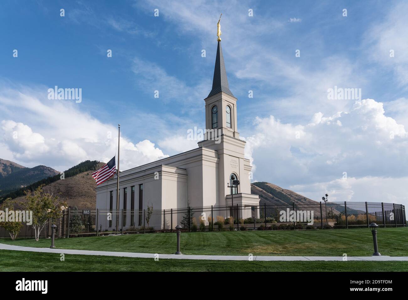 Le Temple de l'Église de Jésus-Christ des Saints des derniers jours de Star Valley Wyoming, situé à Afton, Wyoming. Banque D'Images