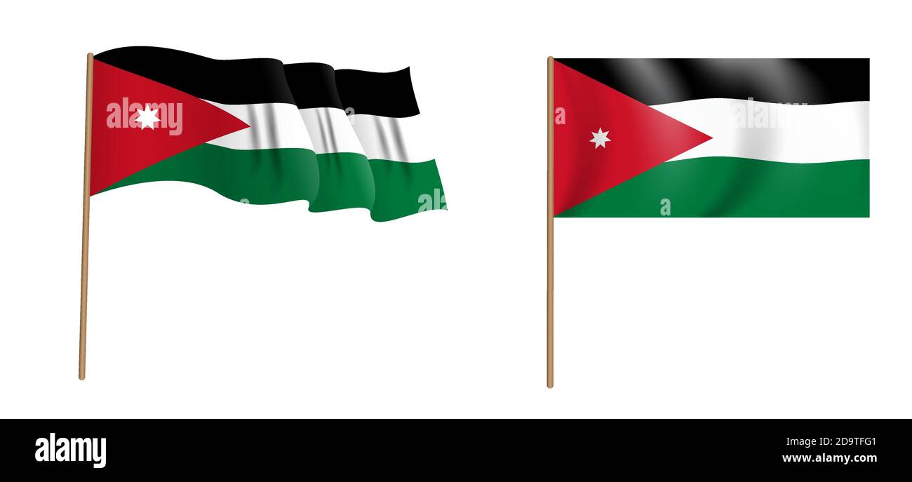 Drapeau haut en couleur du Royaume hachémite de Jordanie. Illustration vectorielle Illustration de Vecteur