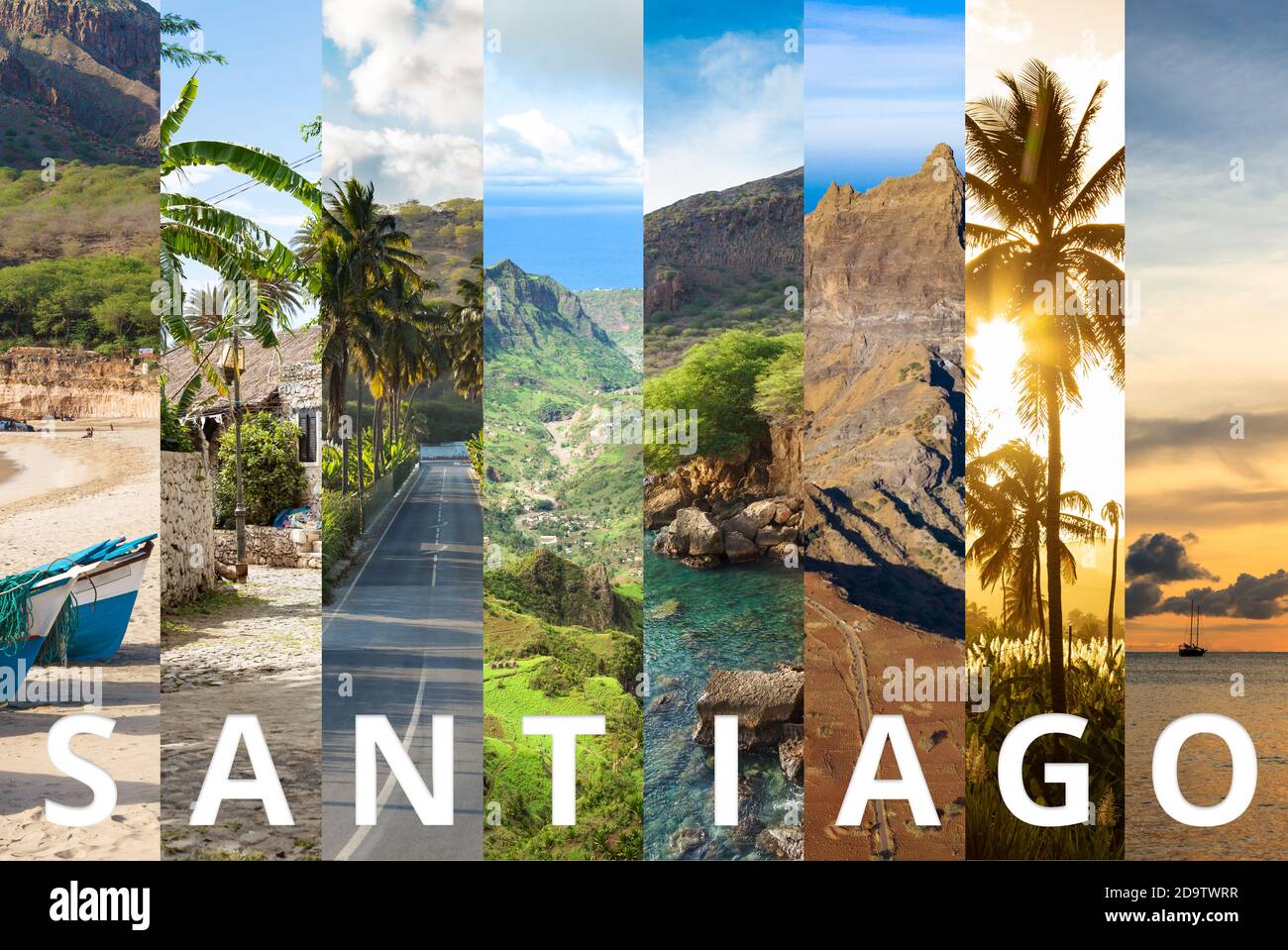 Cape Verde paysage montage photo collage , Santiago, Sal, Boavista, Sao vicente Banque D'Images