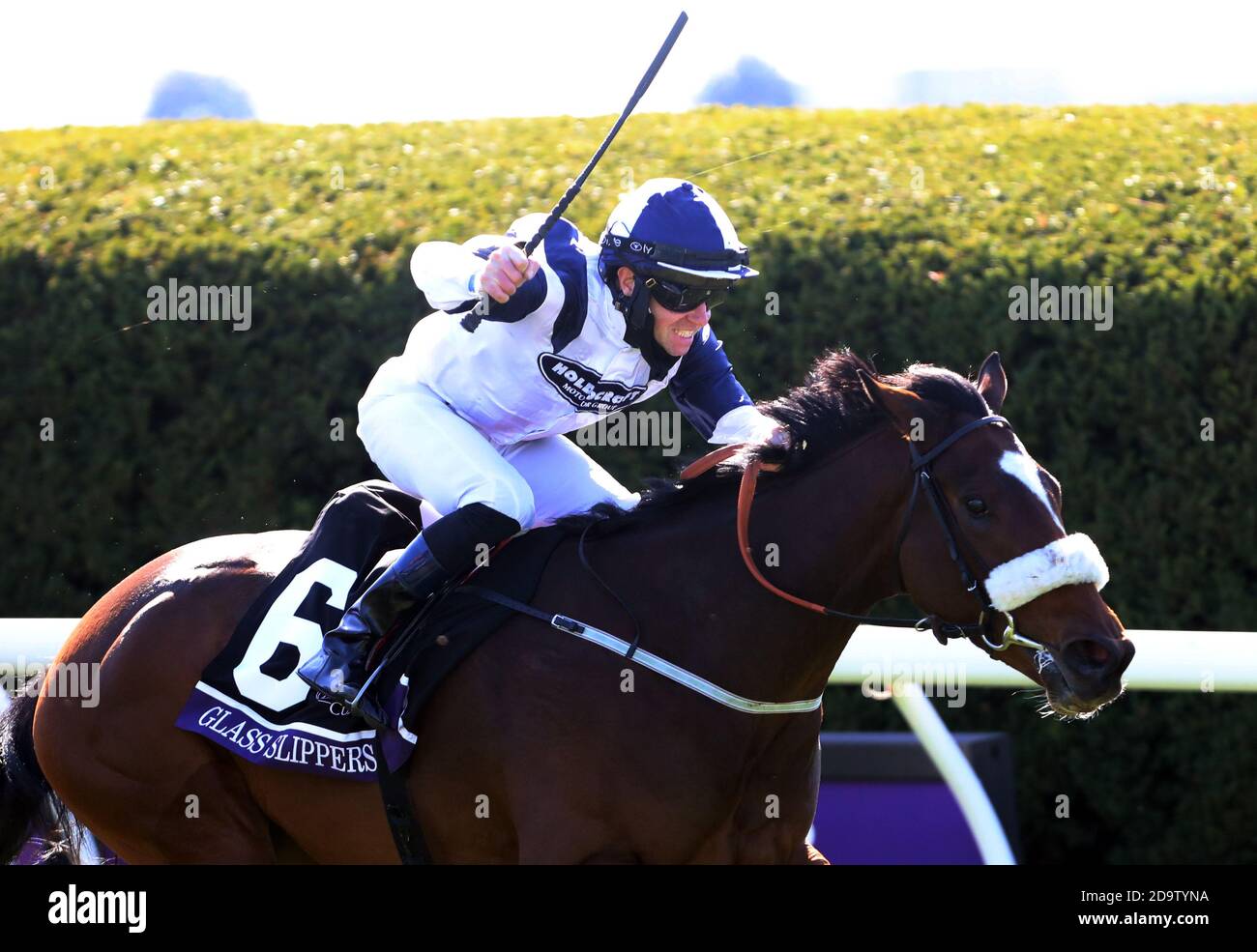 Lexington, États-Unis. 07th nov. 2020. Jockey Tom Eaves Riding Glass Slipper remporte le Breeders Cup Turf Sprint à Keeneland, le samedi 7 novembre 2020 à Lexington, Kentucky. Photo de John Sommers II/UPI crédit: UPI/Alay Live News crédit: UPI/Alay Live News Banque D'Images