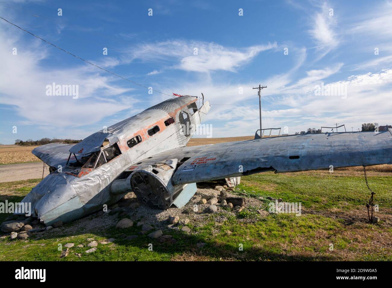 S'est écrasé avion passager dans le soleil de l'après-midi. Norvège, Illinois, États-Unis. Banque D'Images
