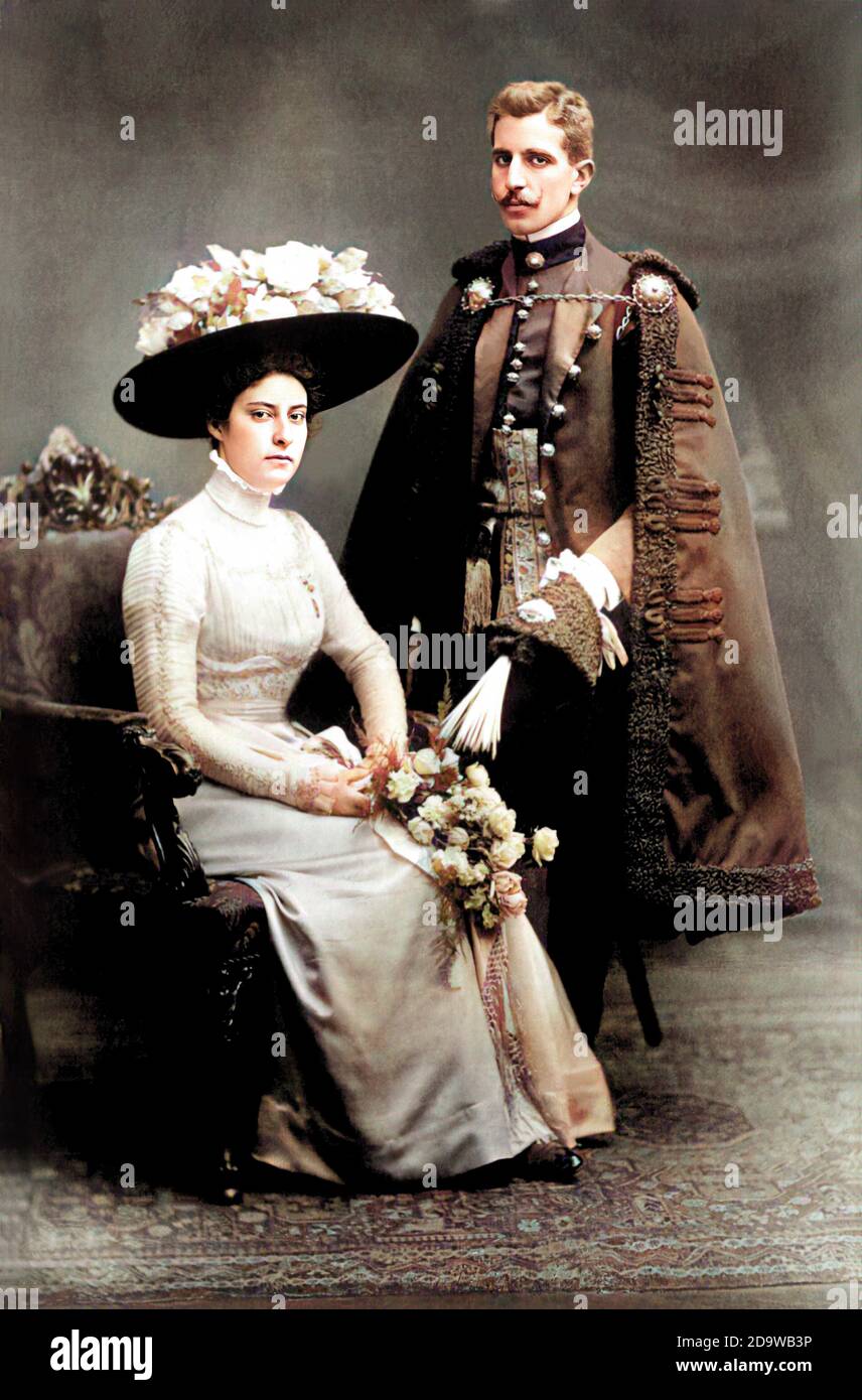 1909 , AUTRICHE : l'archiduchesse autrichienne RENATA von HABSBURG ( Habsburg-Lorraine , 1888 - 1935 ) et son mari polonais le prince JEROME RADZIWILL ( Hieronim Mikolaj , 1885 - 1945 ), marié en 1909 . Ils ont eu six enfants . Renata était la fille d'Arcduke Charles Stephen d'Autriche et de Maria Theresa d'Autriche princesse de Toscane ( Von Toskana ). A également été le premier cousin du roi Alphonso XIII d'Espagne . Photo de C. Pietzner . COLORISÉ NUMÉRIQUEMENT .- Germania - POLONIA - Habsburg-Lothringen - Habsburg-Toscane - ASBURGO LORENA - ABSBURG - Arciduchessa - principessa - REALI - ROYALTIES - nob Banque D'Images