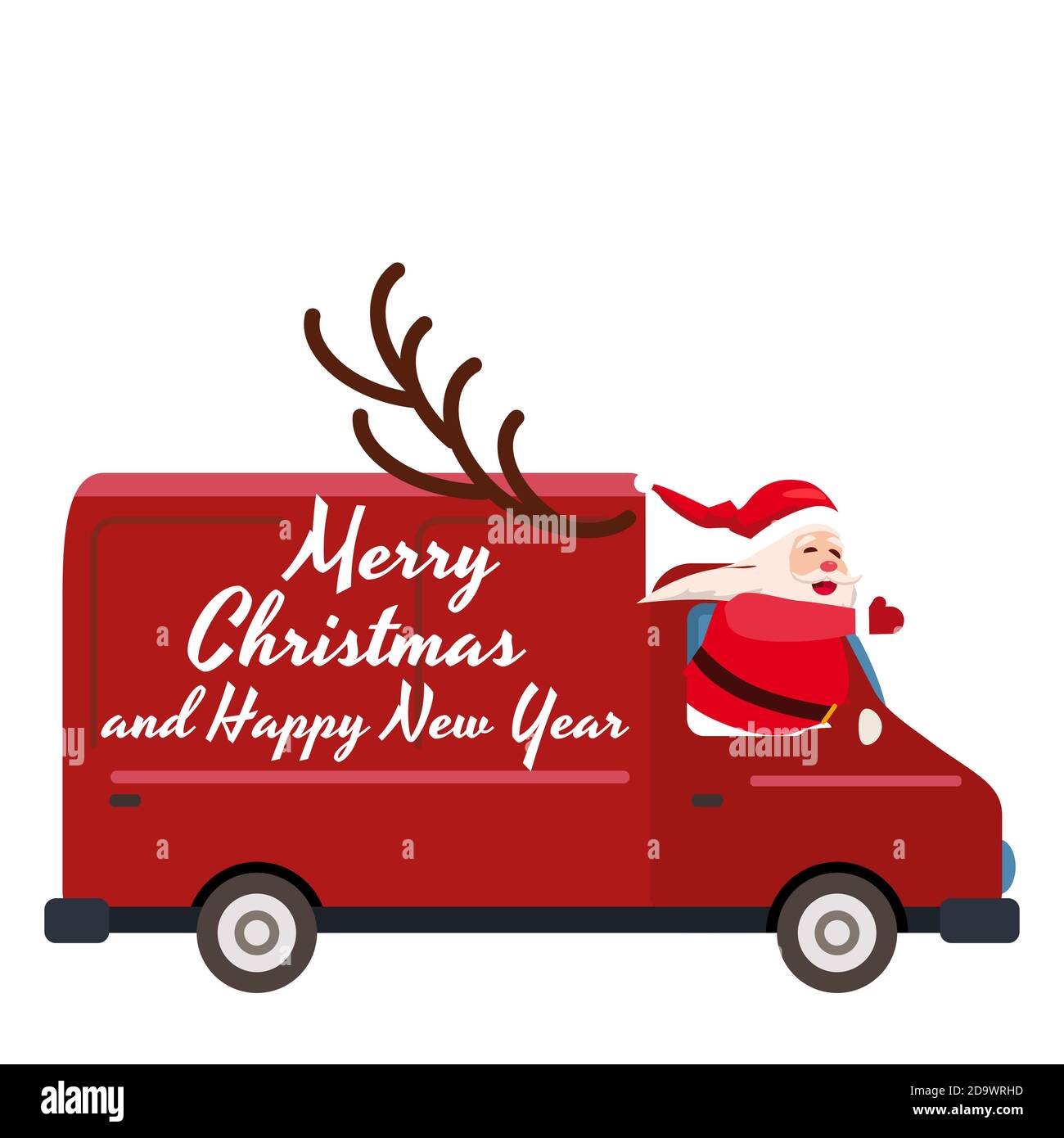 Santa Claus Sur Le Camion Rouge Livre Des Cadeaux Illustration Stock