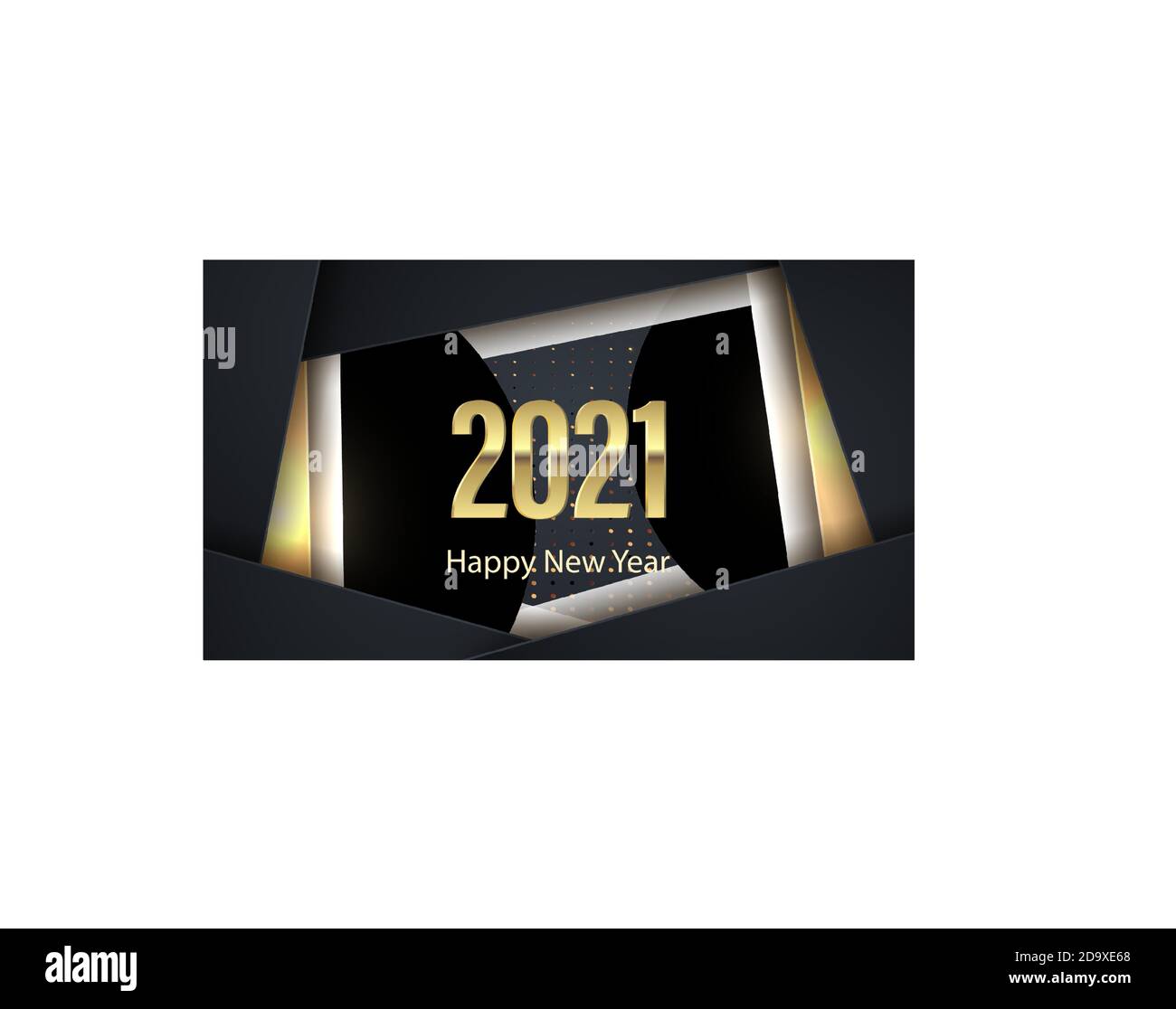 Bonne année 2021 bannière. Design élégant avec chiffres noirs et dorés sur fond noir. Éléments pour calendrier et cartes de vœux, texte, mobile Illustration de Vecteur