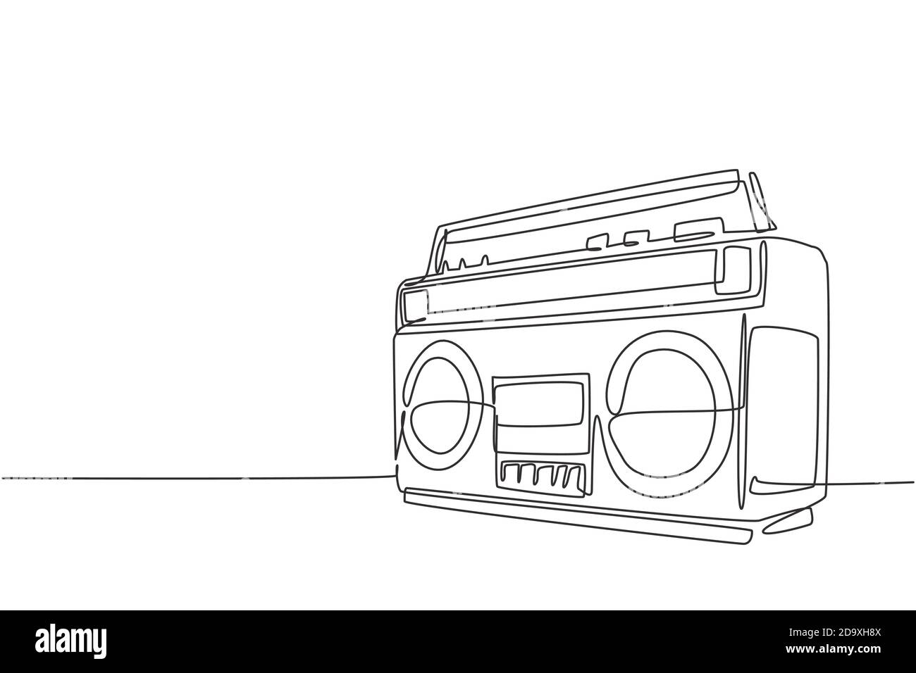 Un dessin de ligne continu de cassette radio analogique rétro à l'ancienne.  Concept classique de technologie audio vintage. Lecteur de musique à dessin  sur une seule ligne Image Vectorielle Stock - Alamy