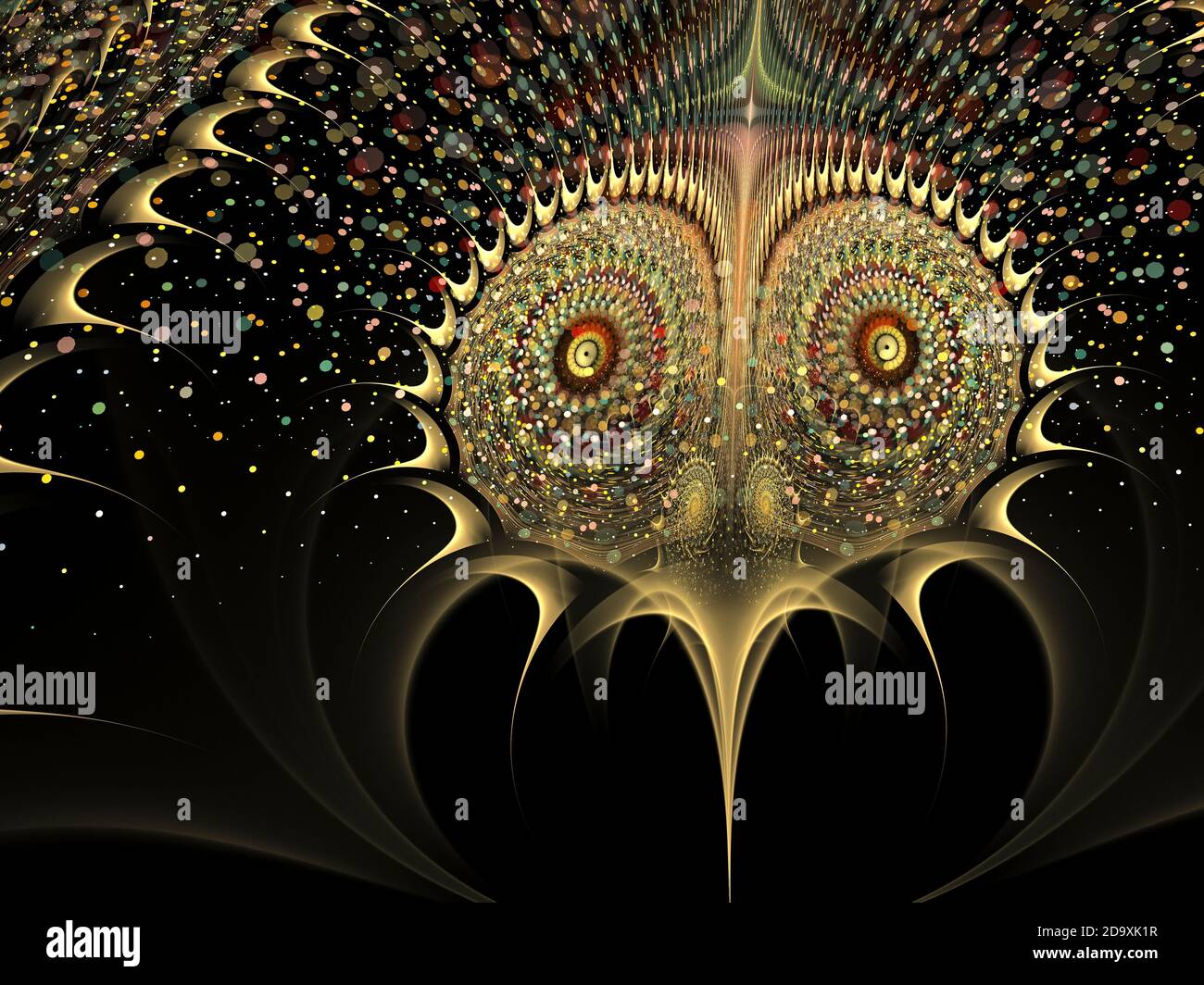 Hibou abstrait - Art fractal flamme Banque D'Images