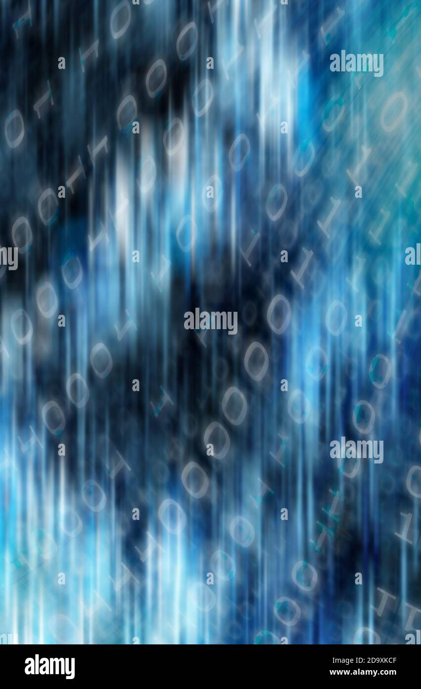 arrière-plan bleu abstrait avec chiffres binaires flous Banque D'Images
