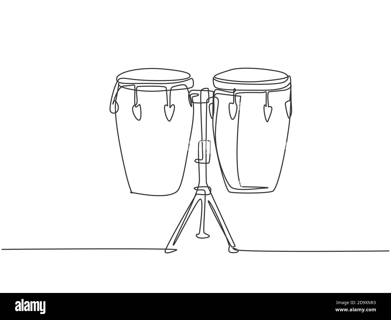Une ligne continue de dessin du tambour ethnique africain traditionnel, bongo. Concept d'instruments de musique à percussion. Dessin graphique dynamique à une seule ligne Illustration de Vecteur
