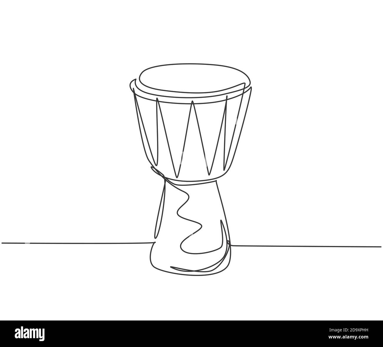 Dessin d'une ligne unique continue de tambour ethnique africain traditionnel, djembe. Moderne percussion instruments de musique concept un dessin de ligne graphique Illustration de Vecteur