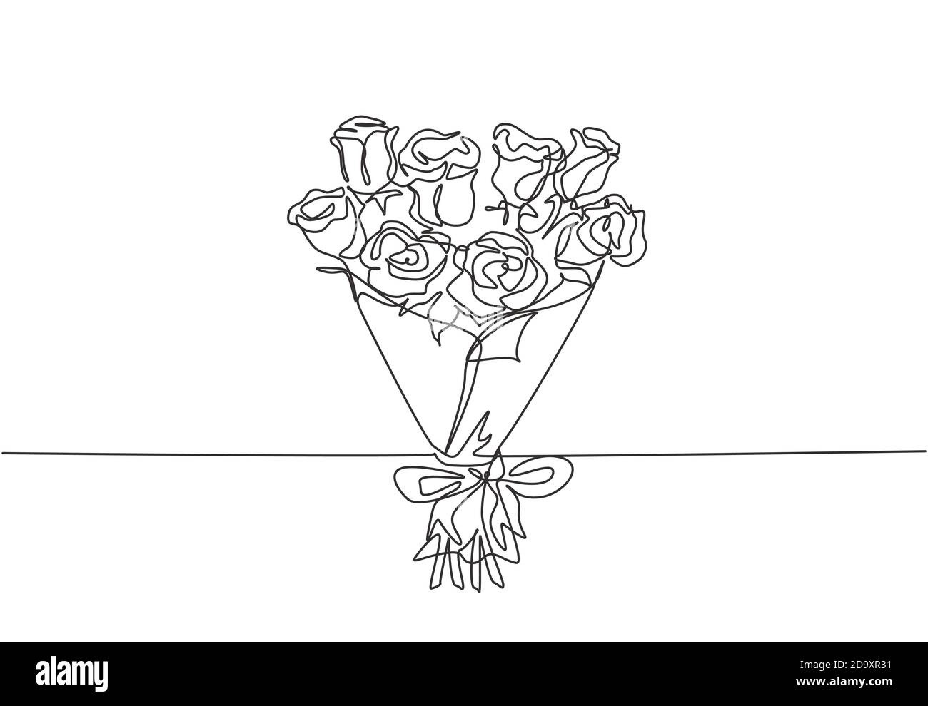 Bouquet De Fleurs Dessin Simple Un seul dessin continu de ligne de beau bouquet de fleurs de rose frais.  Carte de vœux de beauté dynamique, invitation, logo, bannière, concept  d'affiche Image Vectorielle Stock - Alamy