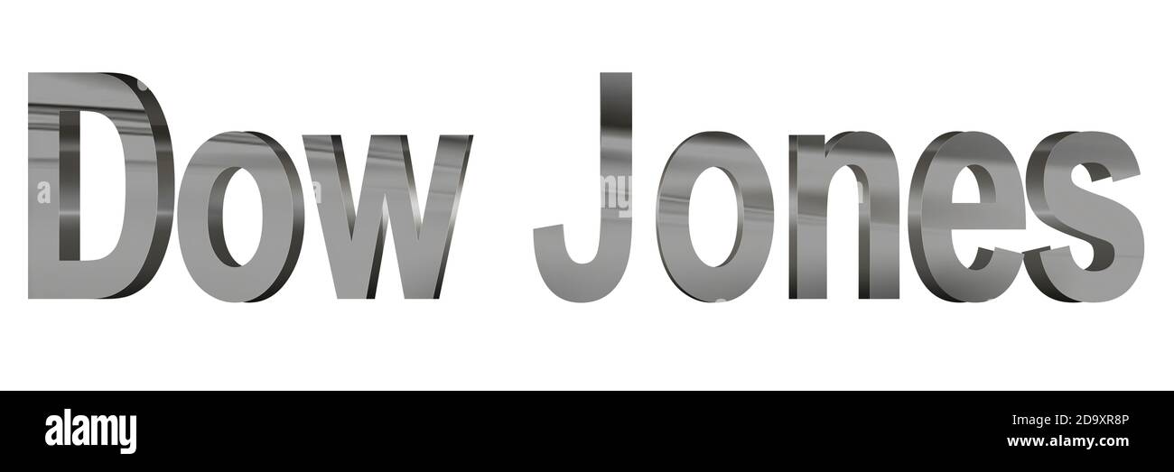 Texte 3D Dow Jones Chrome Banque D'Images