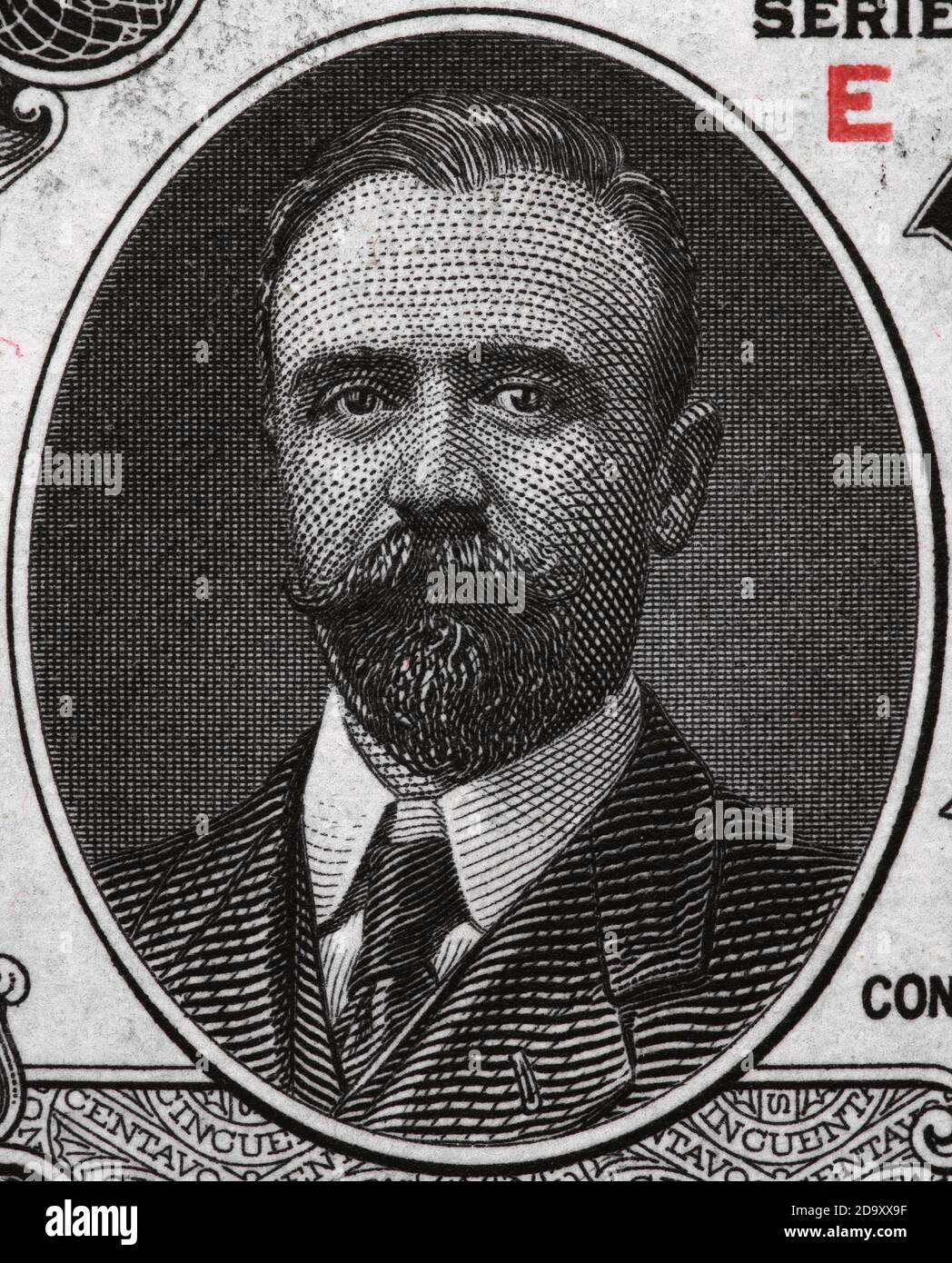 Francisco Madero portrait sur le Mexique Sonora 50 centavo (1915) billet de banque, 33ème président, révolution mexicaine révolutionnaire, macro de clôture d'argent Banque D'Images