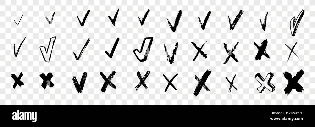 Ensemble de carreaux et de crosses à la main à la brosse Illustration de Vecteur