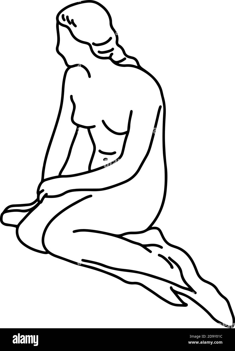 Statue de la petite Sirène à Copenhague Danemark dessin de vecteur d'illustration Doodle tracé à la main avec des lignes noires isolées sur fond blanc Illustration de Vecteur