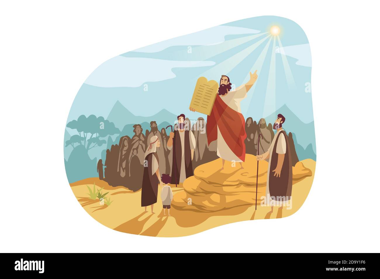 Moïse avec des tablettes de Dieu, concept de bible Illustration de Vecteur