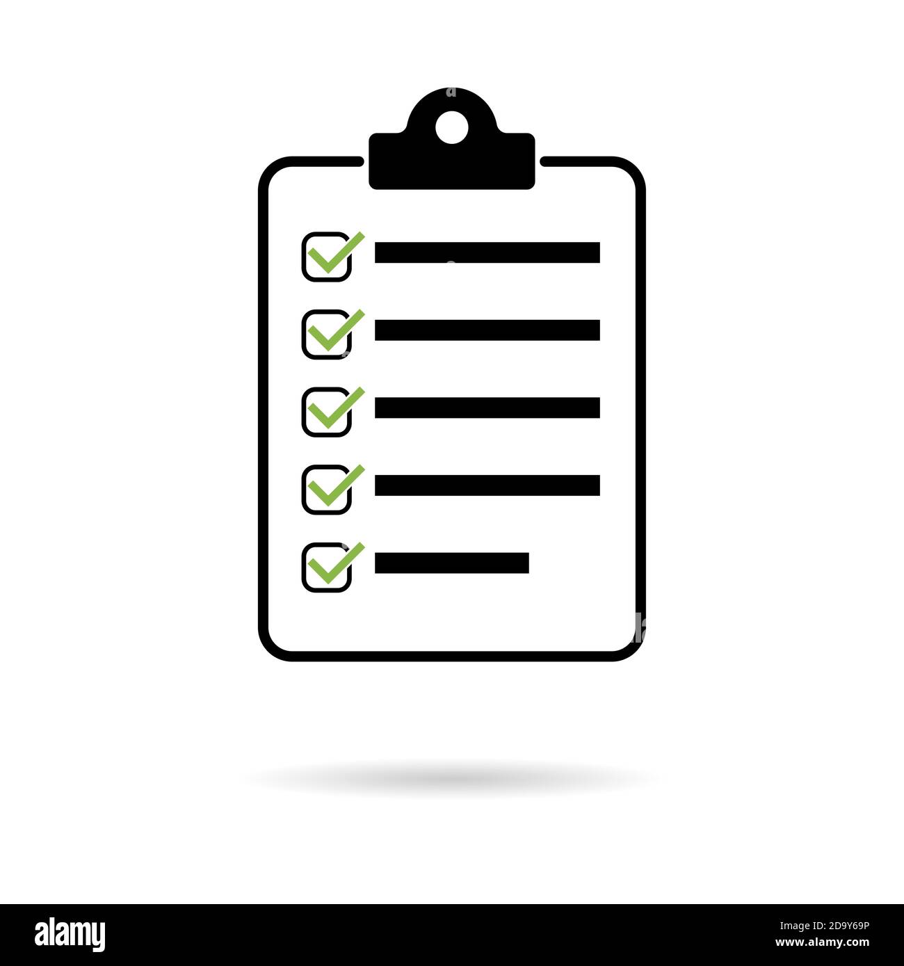 Liste de contrôle , liste de contrôle icône web plate avec ombre. Symbole de marque, test de rapport de document, illustration vectorielle . Illustration de Vecteur