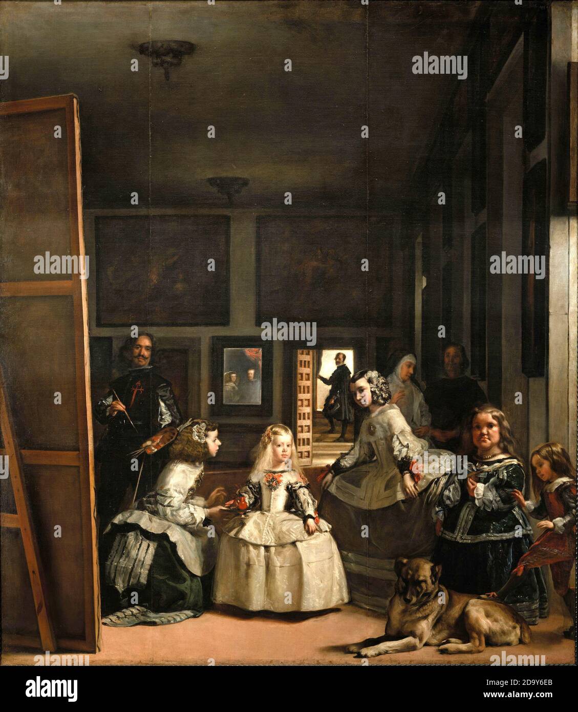 Titre: Las Meninas ou la famille de Philip IV Créateur: Diego Rodriguez de Silva y Velazquez Date: c.1656 Moyen: Huile sur toile dimension: 316 x 276 cms lieu: Prado, Madrid Banque D'Images