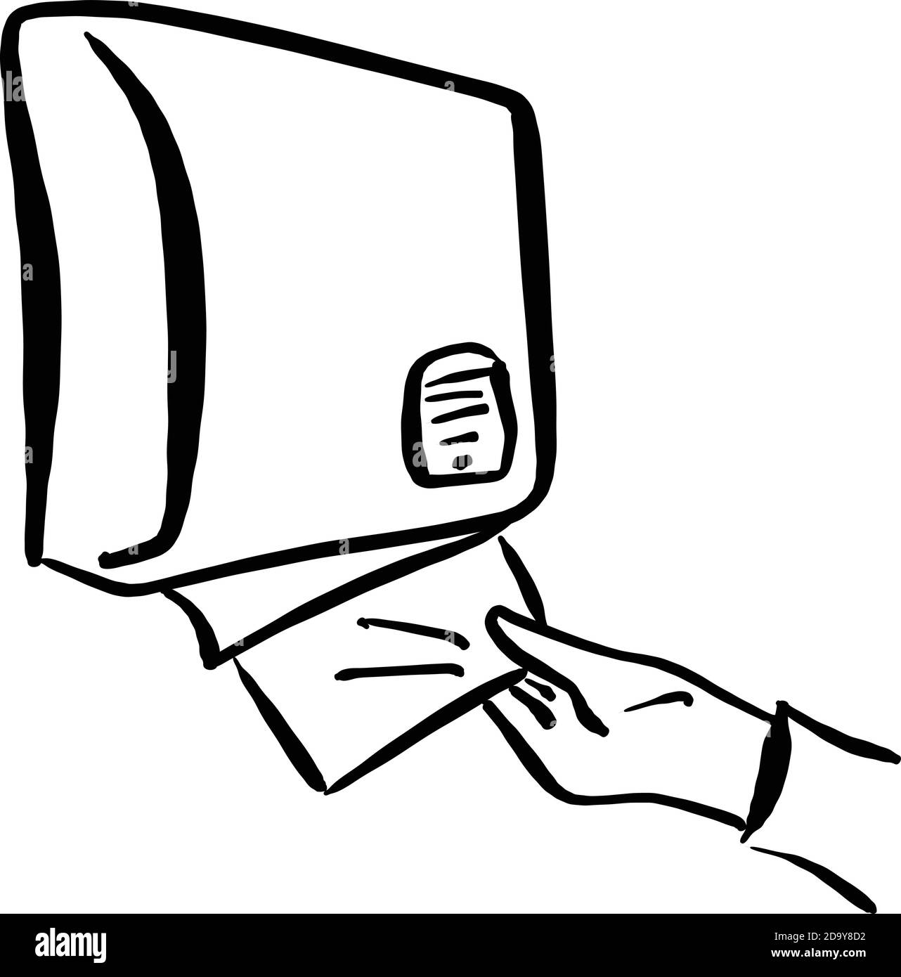 gros plan à l'aide du distributeur de papier sur l'illustration du vecteur mural avec des lignes noires isolées sur fond blanc Illustration de Vecteur