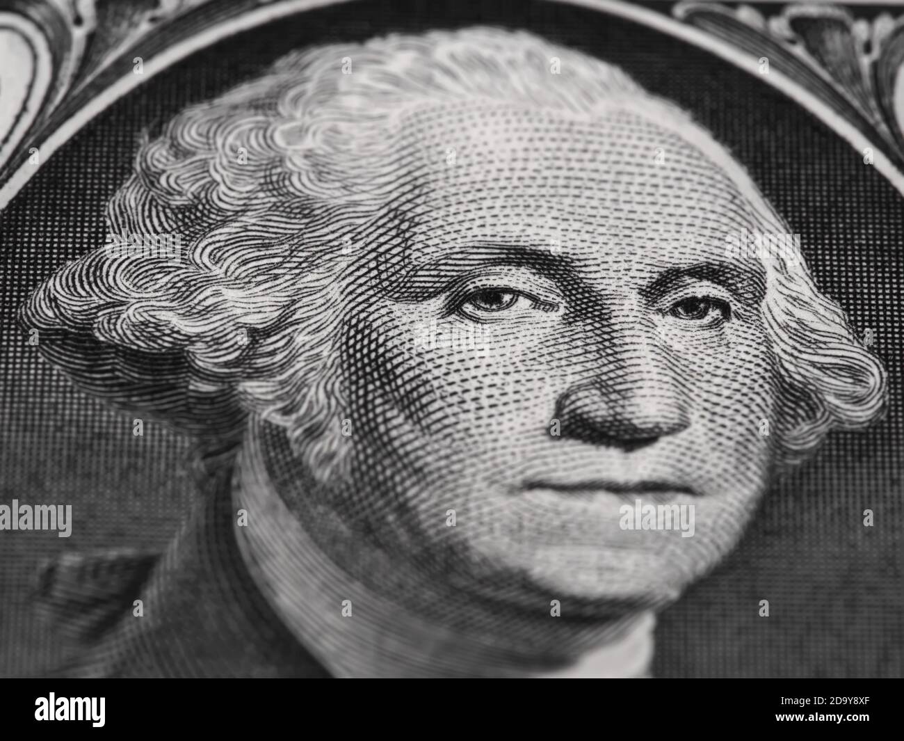 Portrait de George Washington sur l'us one dollar bill macro, united states argent libre Banque D'Images