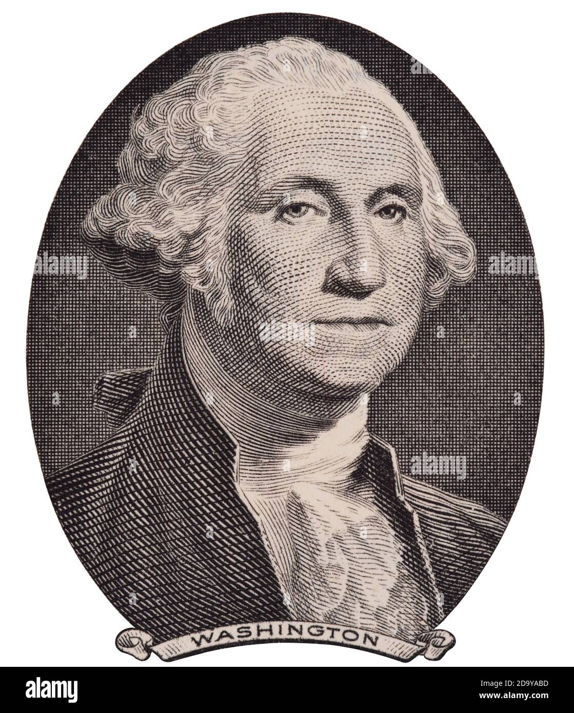 Portrait du président AMÉRICAIN George Washington sur le projet de loi à un dollar macro-isolé, la monnaie des États-unis de gros plan Banque D'Images