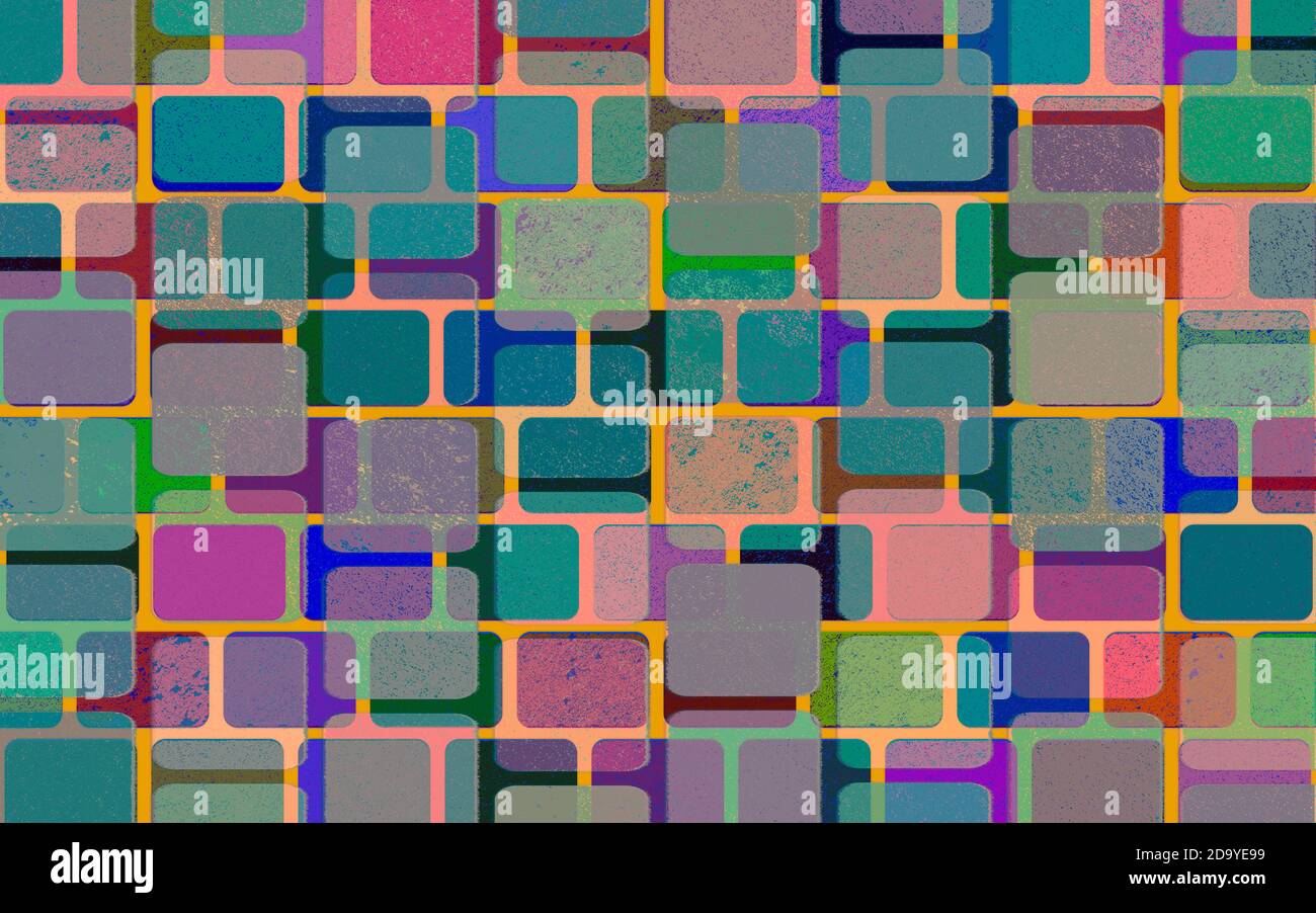 Un arrière-plan ou une texture 3D vintage avec des carrés de couleur Banque D'Images