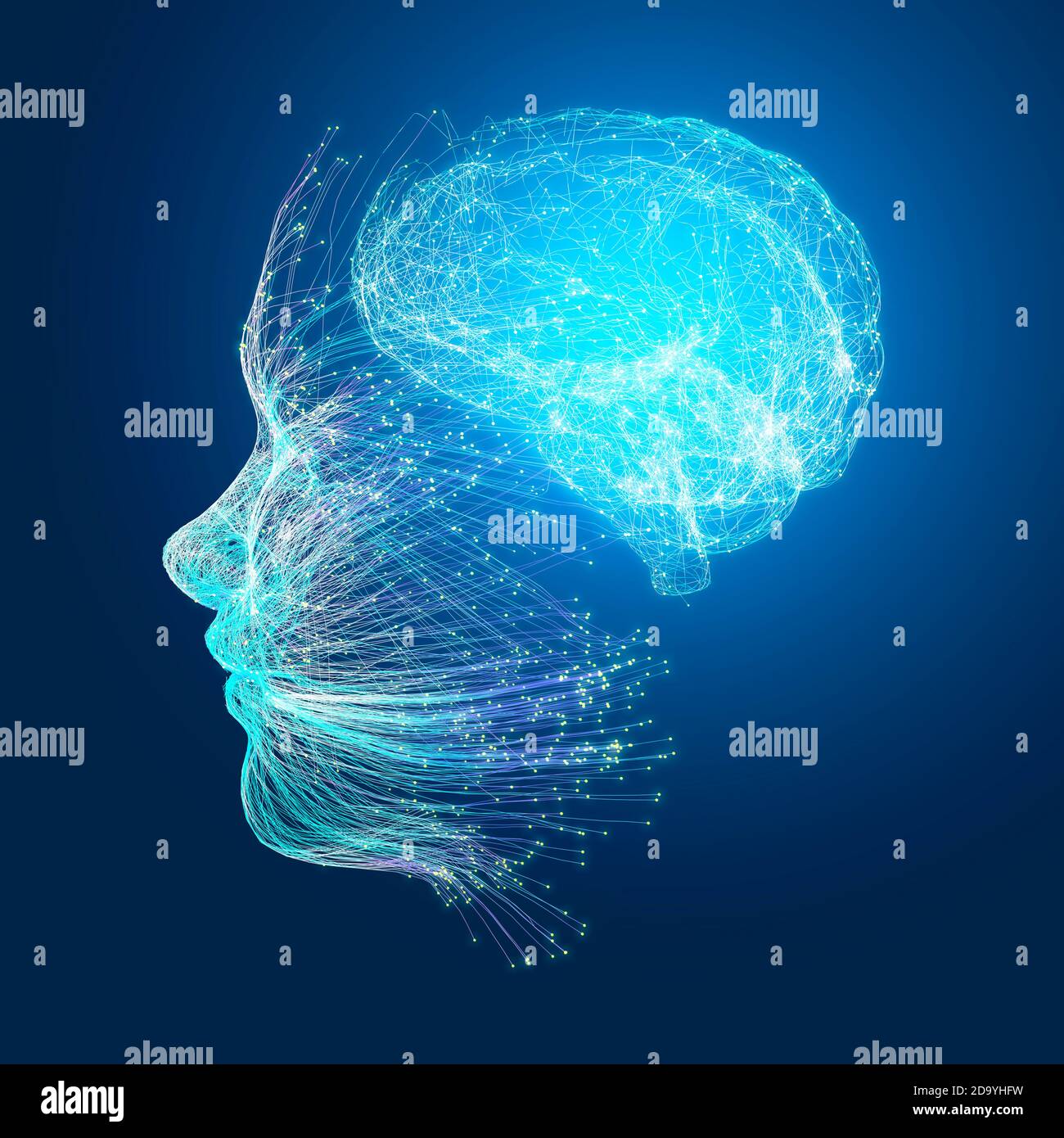 Neurologie, philosophie : connexions, développement de la pensée et de la réflexion, possibilités infinies du cerveau et de l'esprit. Anatomie humaine Banque D'Images