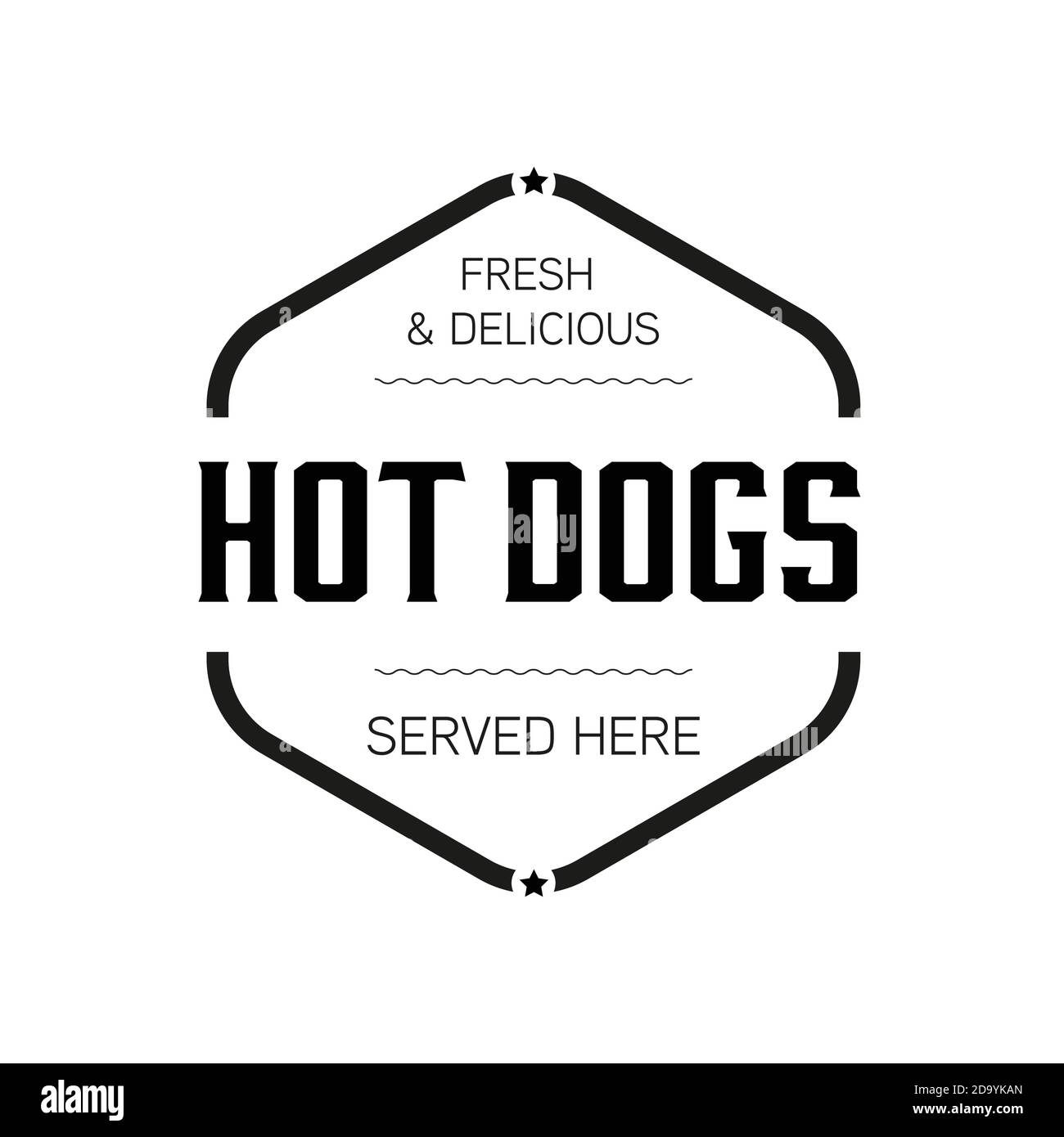 Signature Delicious Hot Dogs estampillée vintage Illustration de Vecteur