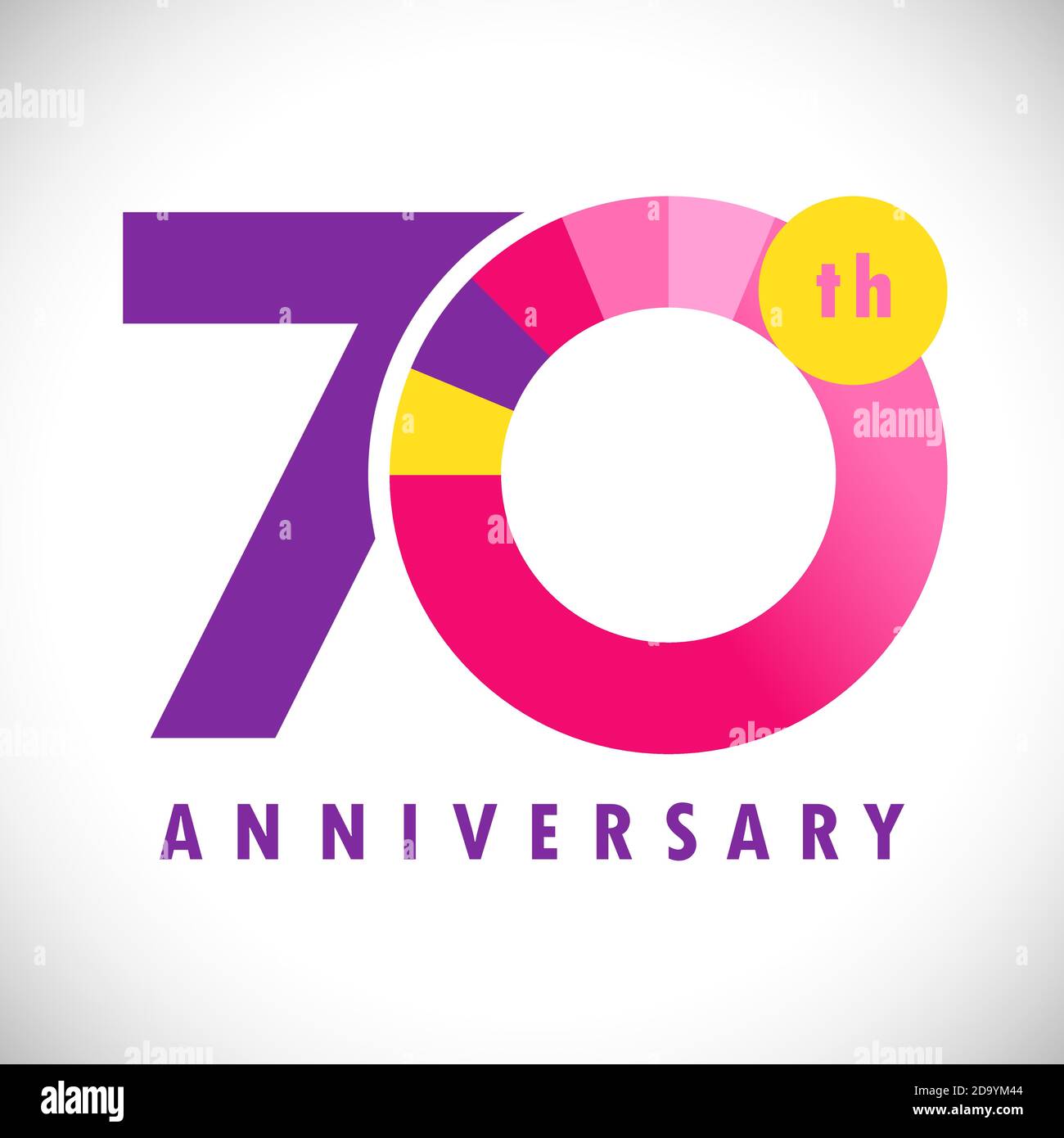 numéros du 70 e anniversaire. 70 ans de couleurs congrats. Joli concept de félicitations. Modèle de conception graphique abstrait isolé. Chiffres de couleur. Illustration de Vecteur