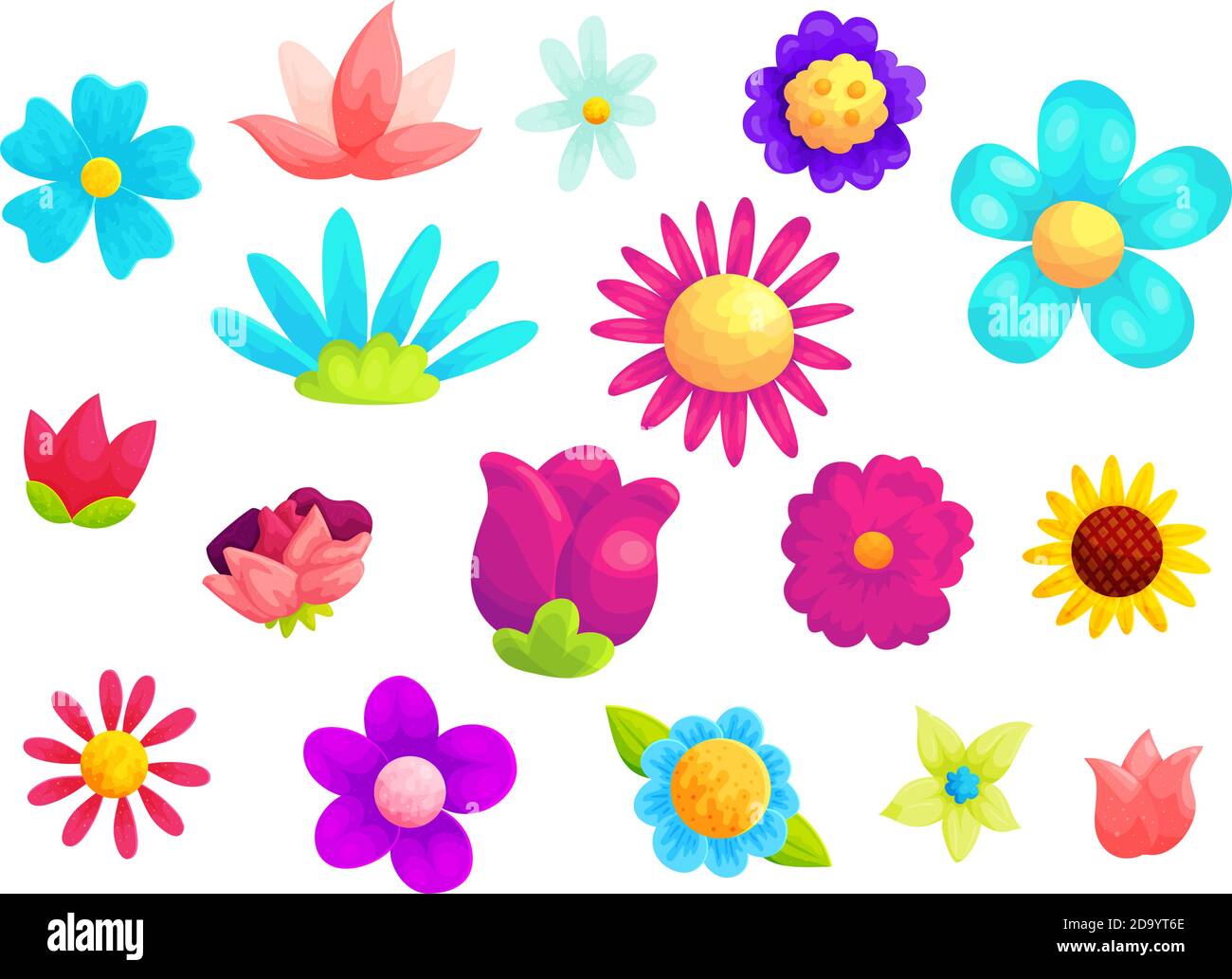 Ensemble d'illustrations vectorielles fleurs d'été en fleurs Illustration de Vecteur