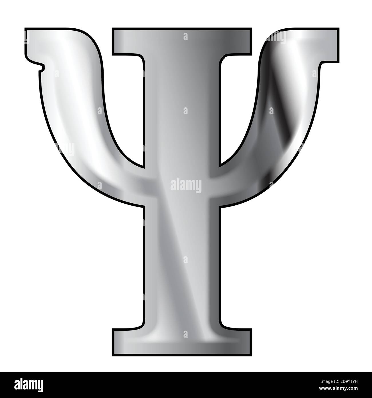 Psi- une lettre de l'alphabet grec isolé sur un fond blanc. Illustration de Vecteur