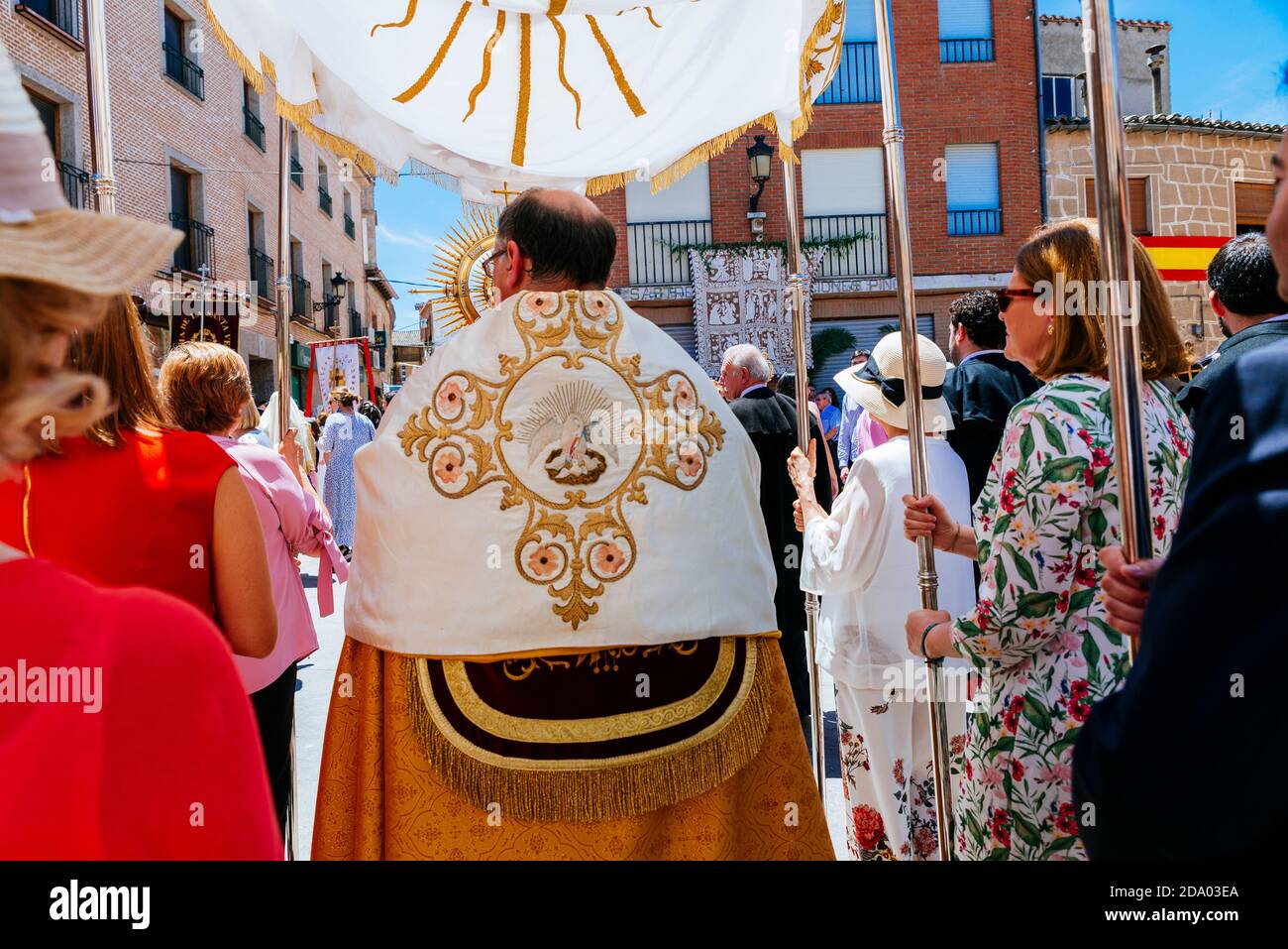 Fête de Corpus Christi. Cortège de jour de corpus Cristi. Lagartera, Tolède, Castilla - la Mancha, Espagne, Europe Banque D'Images